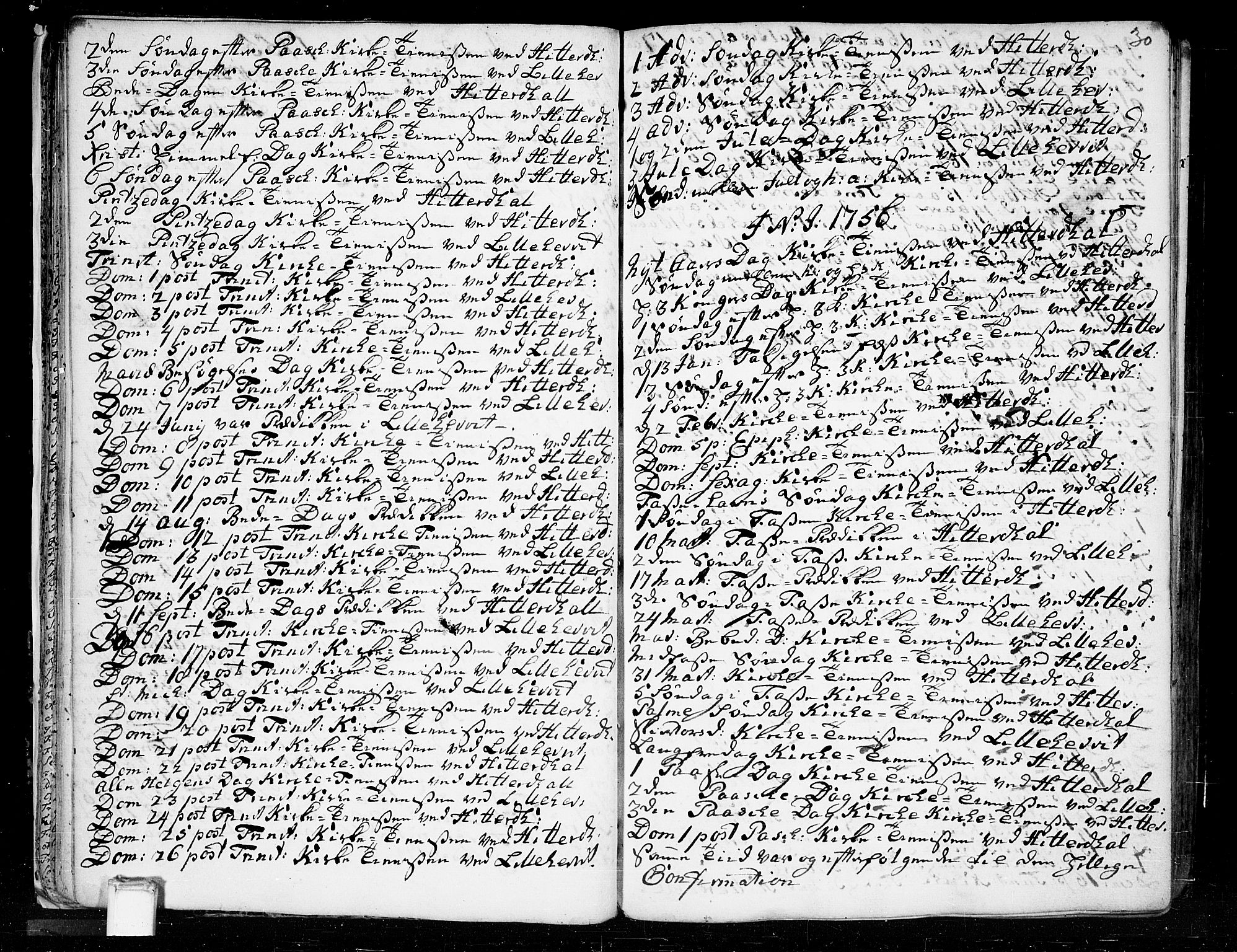 Heddal kirkebøker, SAKO/A-268/F/Fa/L0003: Parish register (official) no. I 3, 1723-1783, p. 30