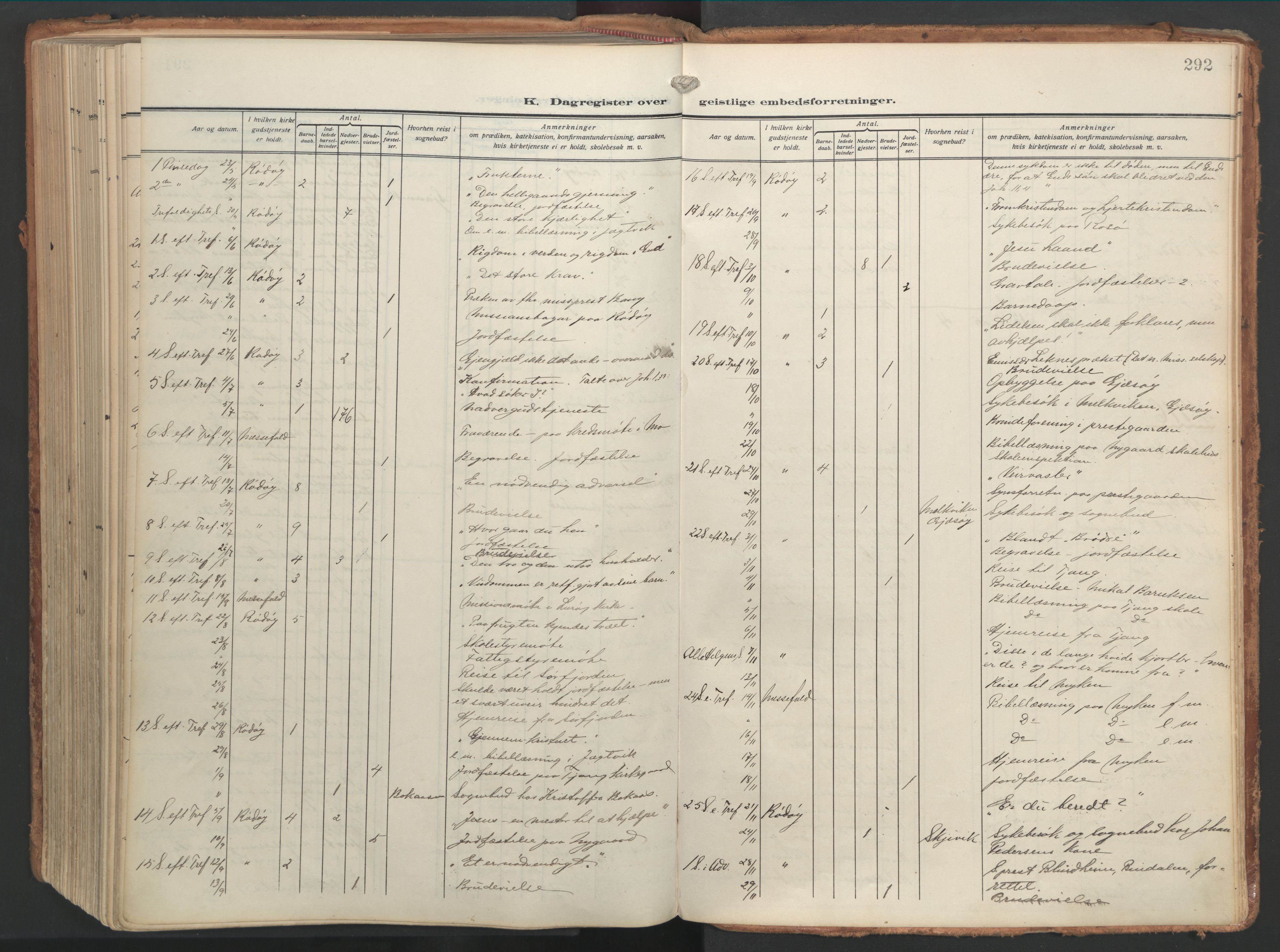 Ministerialprotokoller, klokkerbøker og fødselsregistre - Nordland, SAT/A-1459/841/L0614: Parish register (official) no. 841A17, 1911-1925, p. 292