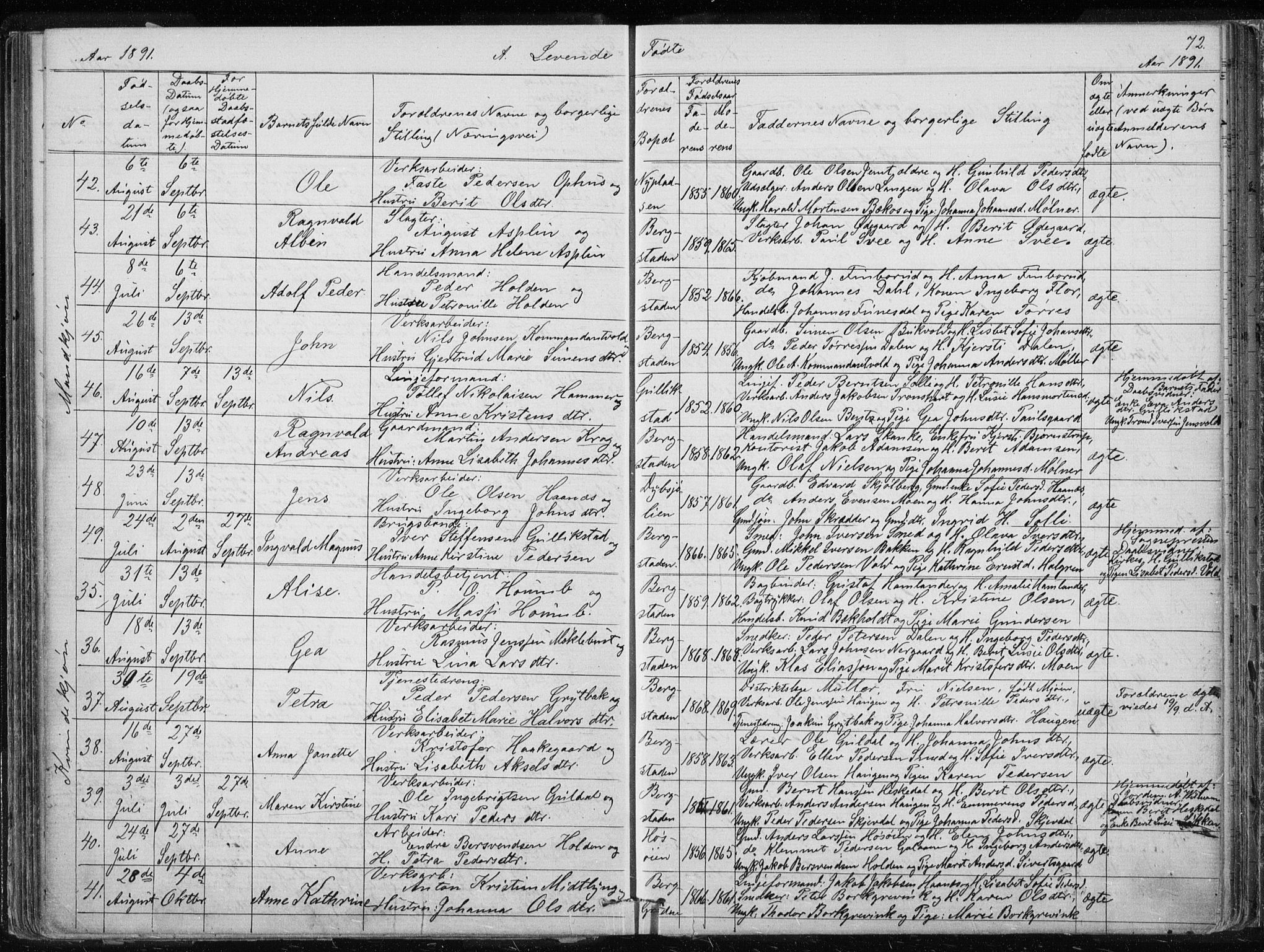 Ministerialprotokoller, klokkerbøker og fødselsregistre - Sør-Trøndelag, SAT/A-1456/681/L0940: Parish register (copy) no. 681C04, 1880-1895, p. 72