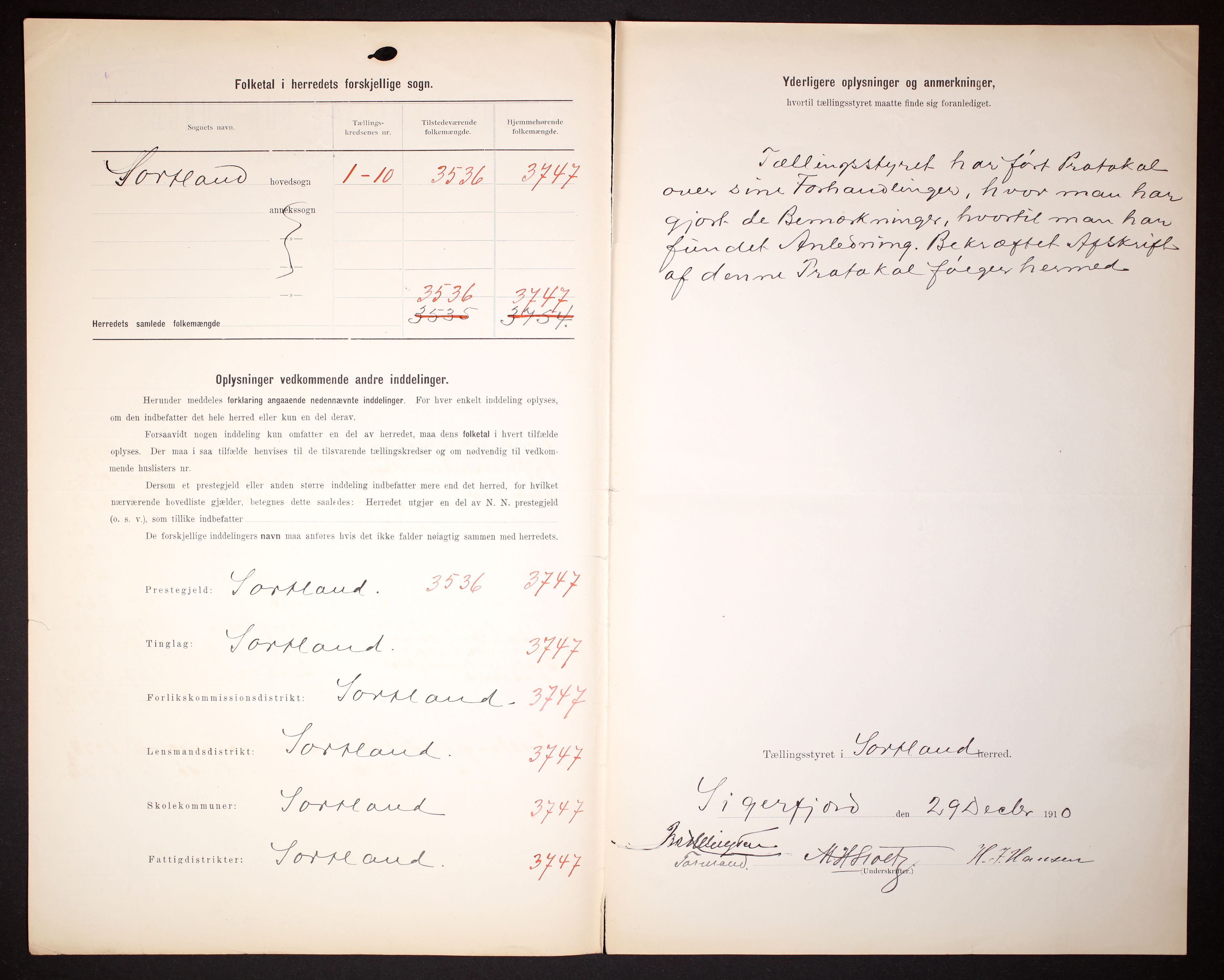 RA, 1910 census for Sortland, 1910, p. 3