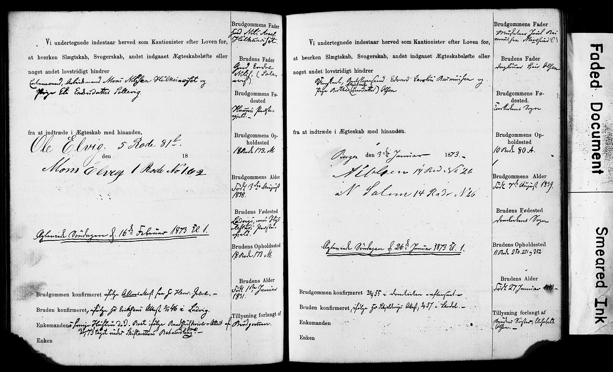 Domkirken sokneprestembete, AV/SAB-A-74801: Best man's statements no. II.5.7, 1870-1876, p. 135