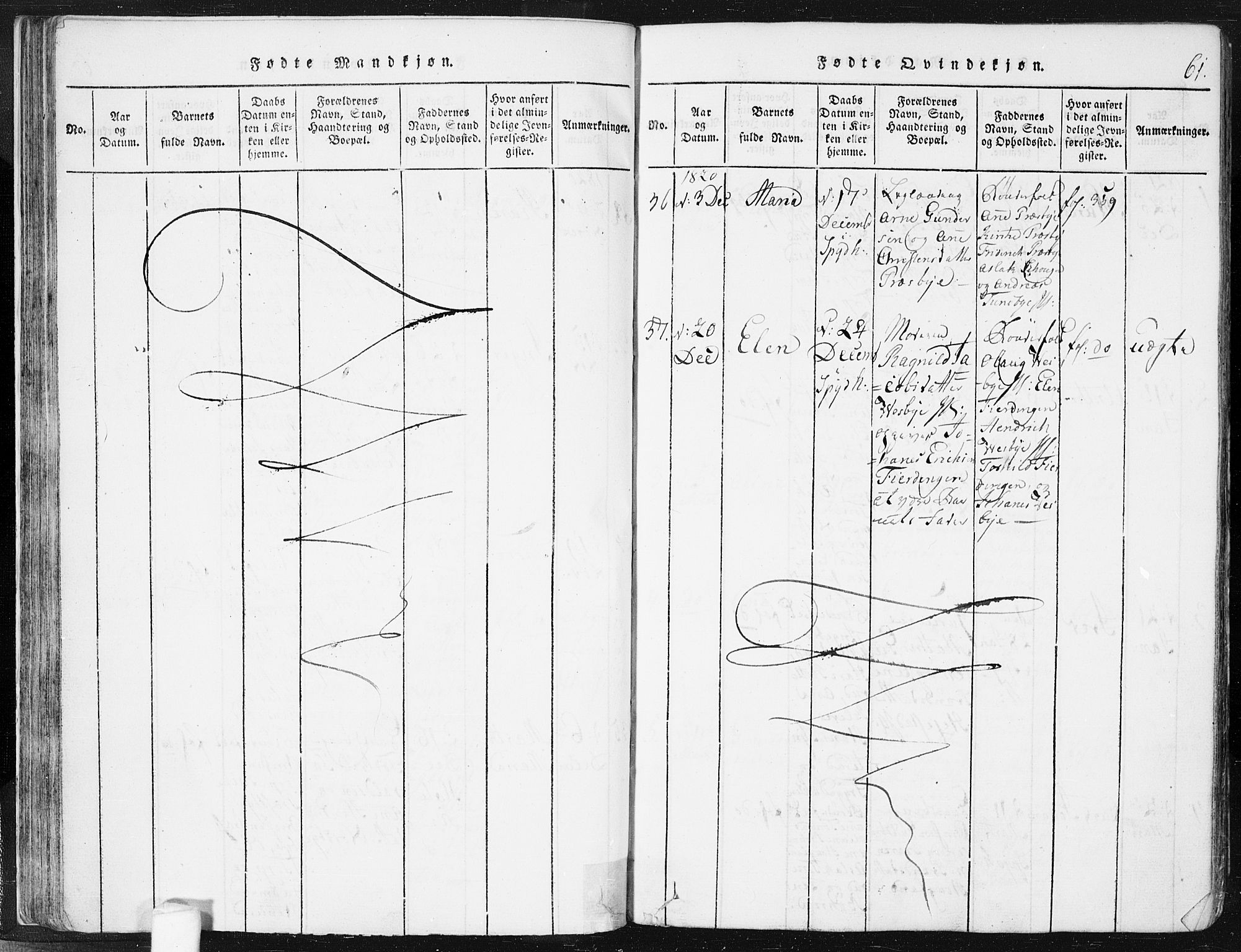 Spydeberg prestekontor Kirkebøker, AV/SAO-A-10924/F/Fa/L0004: Parish register (official) no. I 4, 1814-1841, p. 61