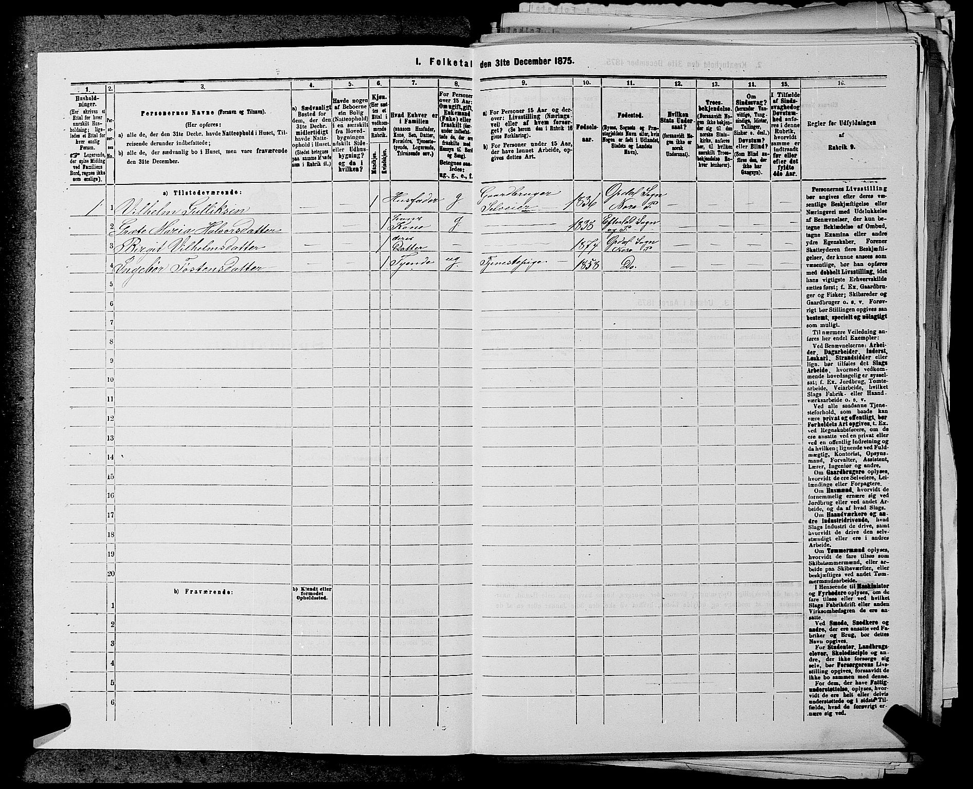 SAKO, 1875 census for 0633P Nore, 1875, p. 206
