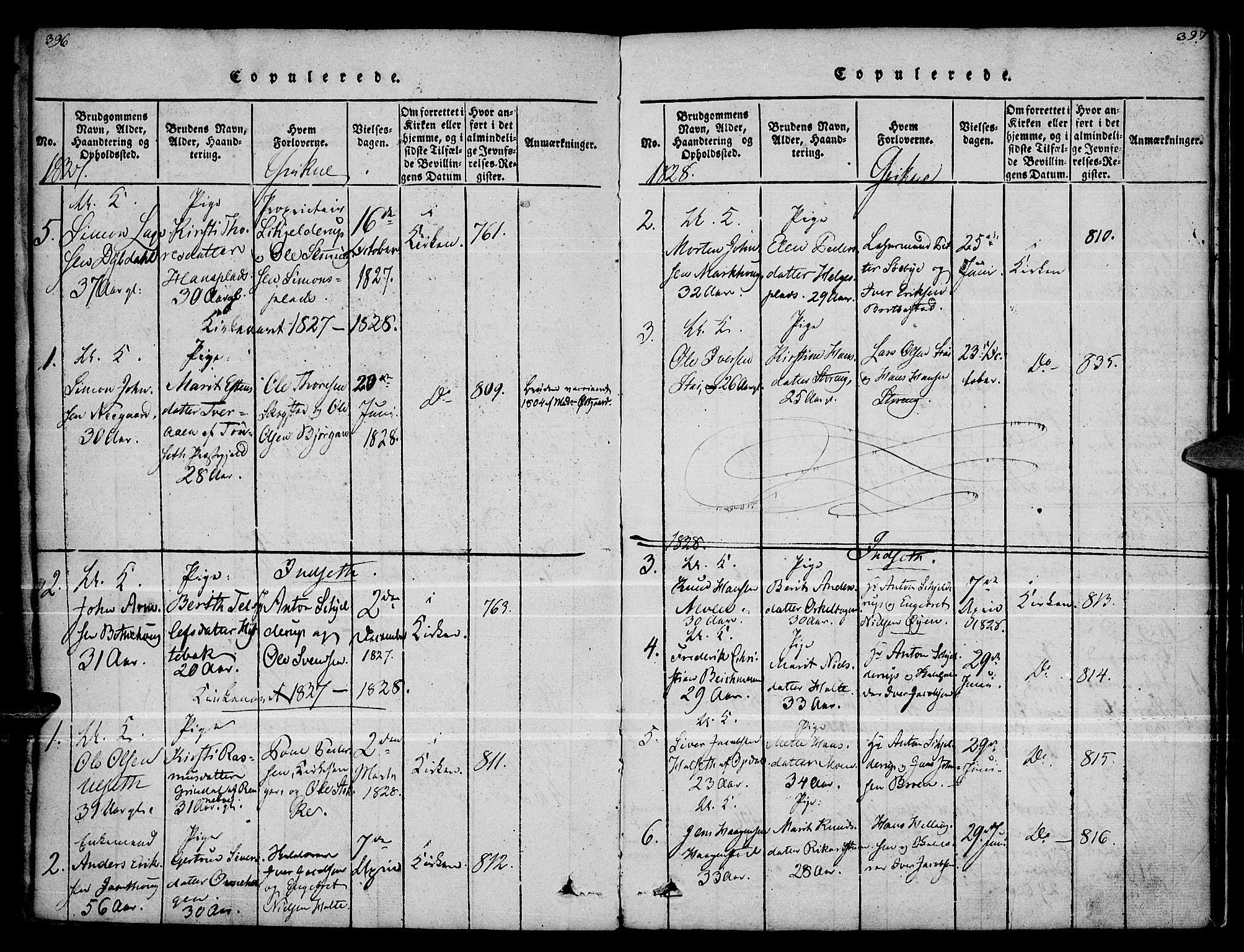 Kvikne prestekontor, AV/SAH-PREST-064/H/Ha/Haa/L0004: Parish register (official) no. 4, 1815-1840, p. 396-397