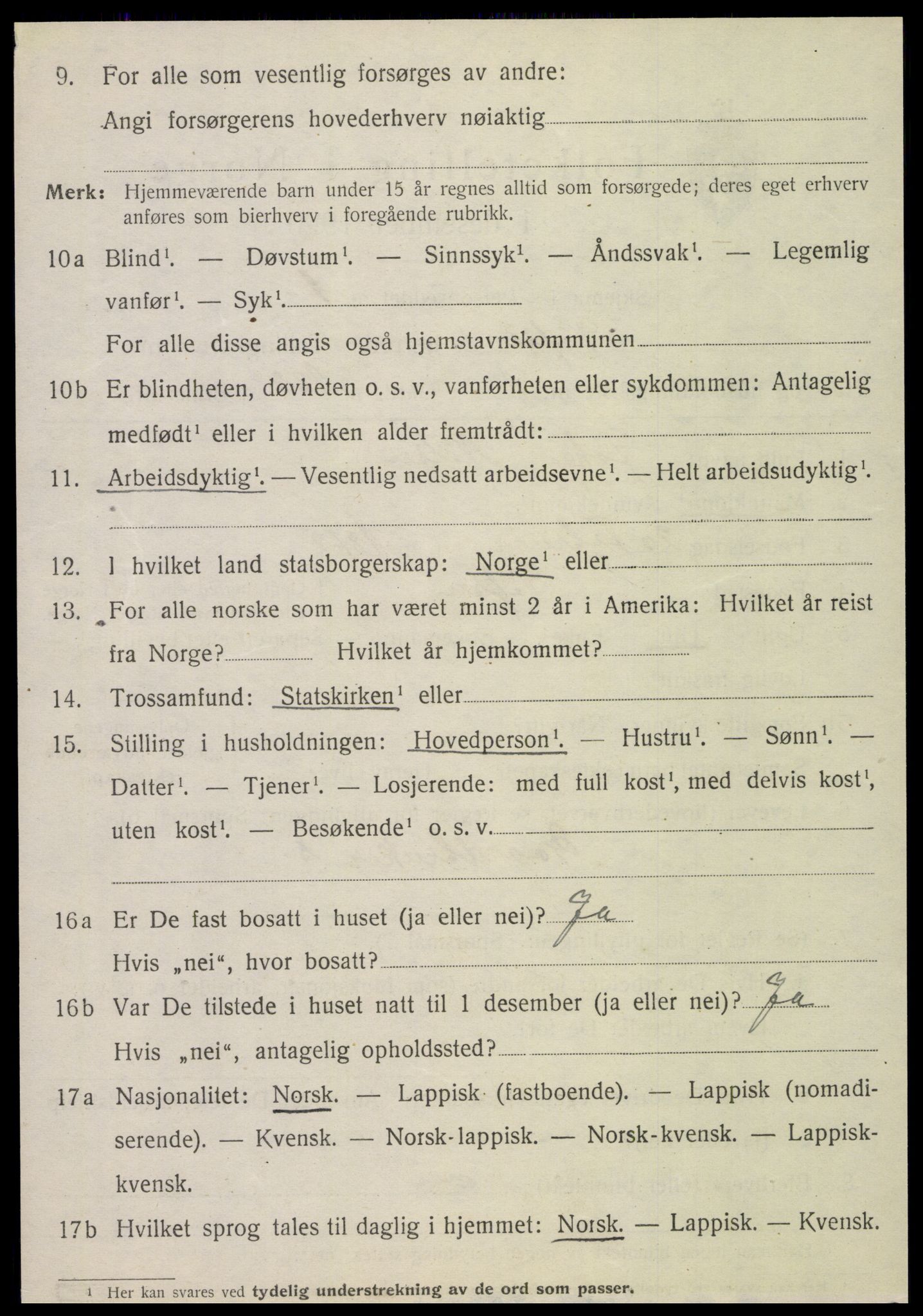 SAT, 1920 census for Vefsn, 1920, p. 9452