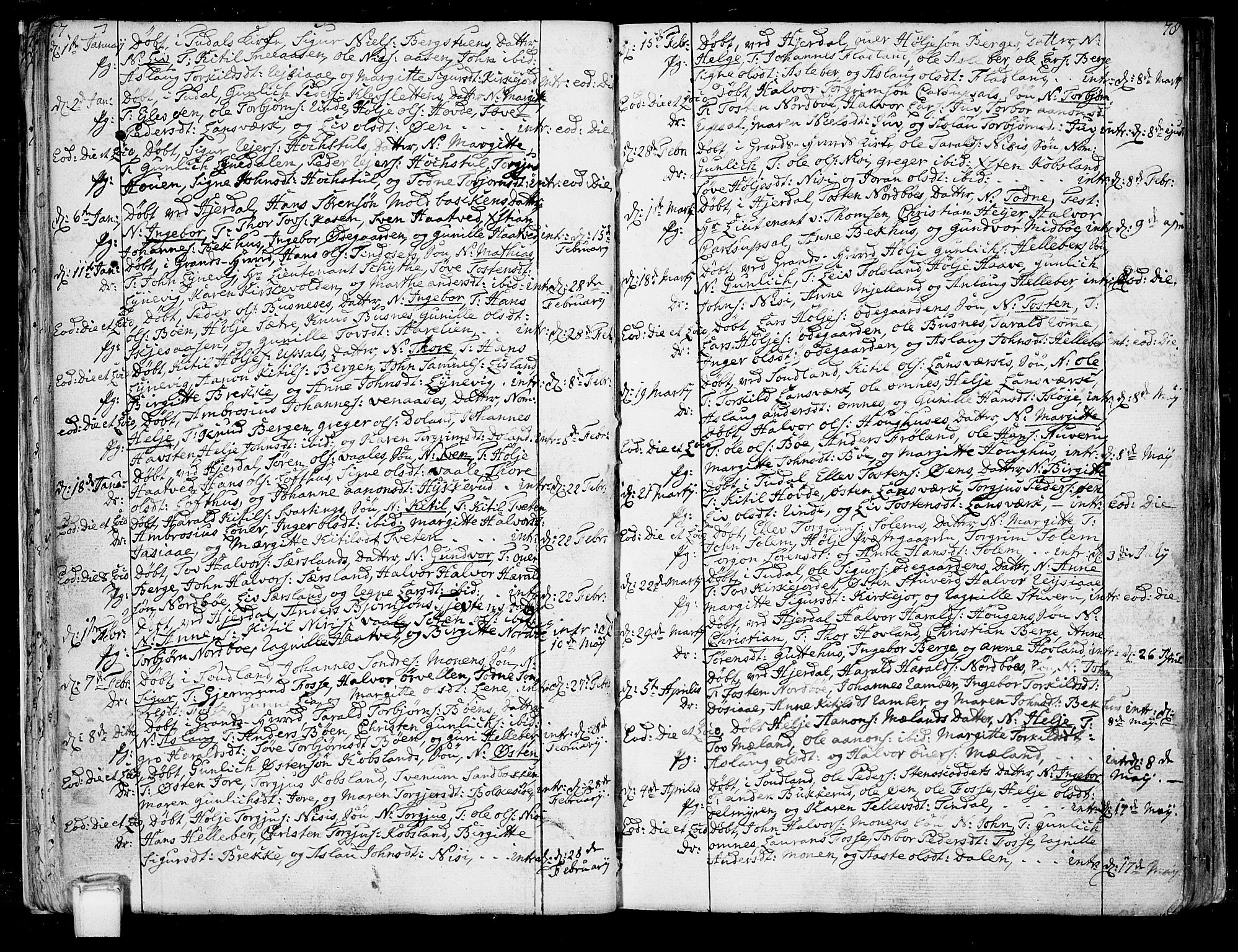 Hjartdal kirkebøker, SAKO/A-270/F/Fa/L0005: Parish register (official) no. I 5, 1776-1801, p. 77-78