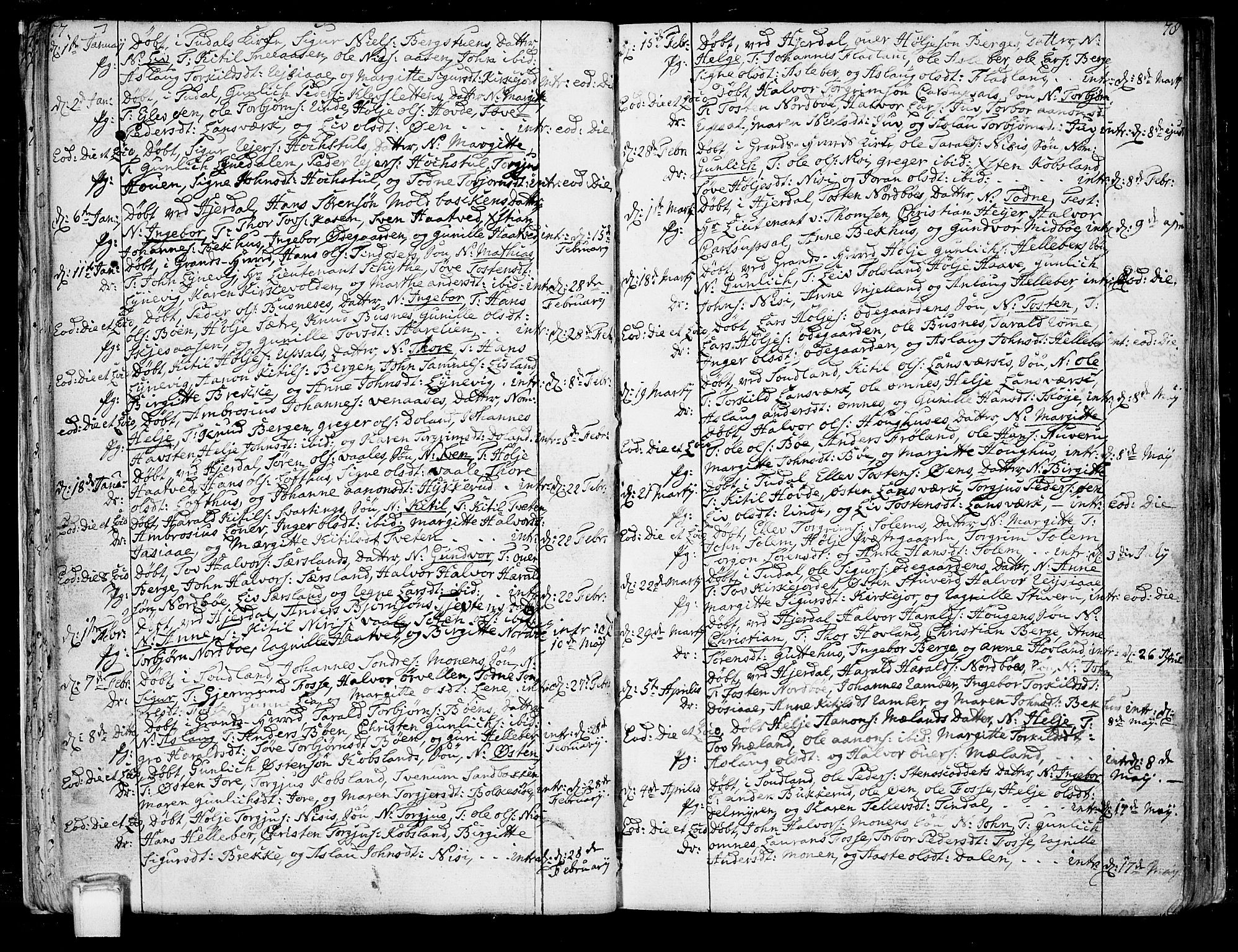 Hjartdal kirkebøker, AV/SAKO-A-270/F/Fa/L0005: Parish register (official) no. I 5, 1776-1801, p. 77-78