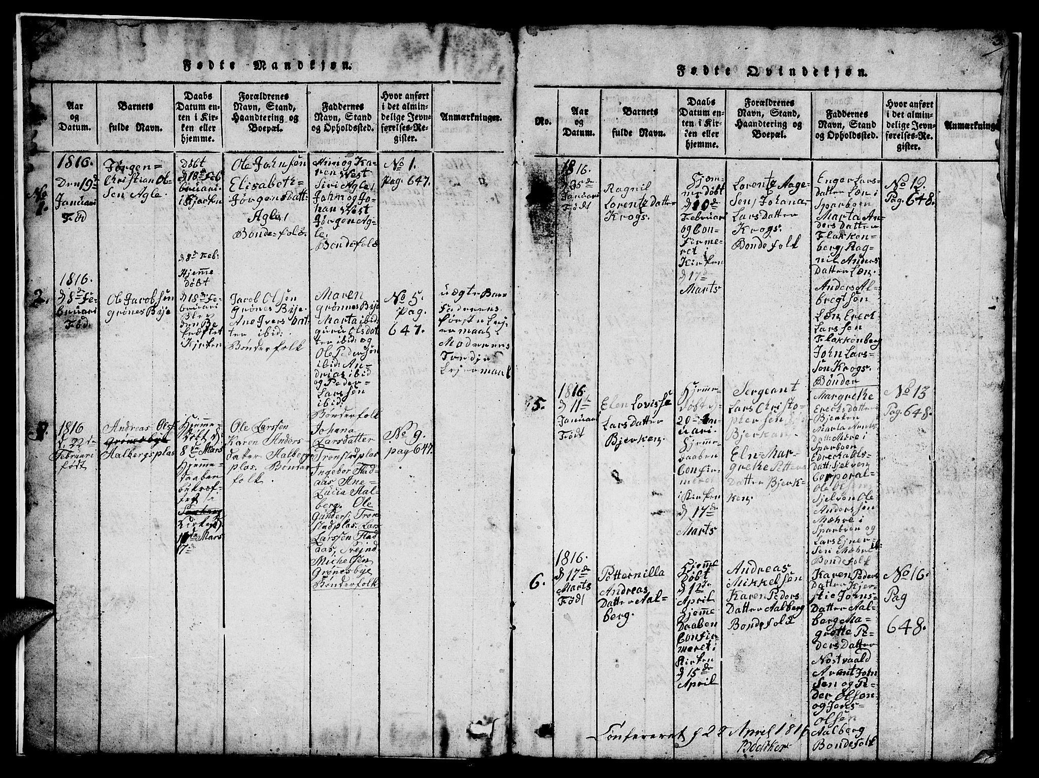 Ministerialprotokoller, klokkerbøker og fødselsregistre - Nord-Trøndelag, AV/SAT-A-1458/732/L0317: Parish register (copy) no. 732C01, 1816-1881, p. 2-3