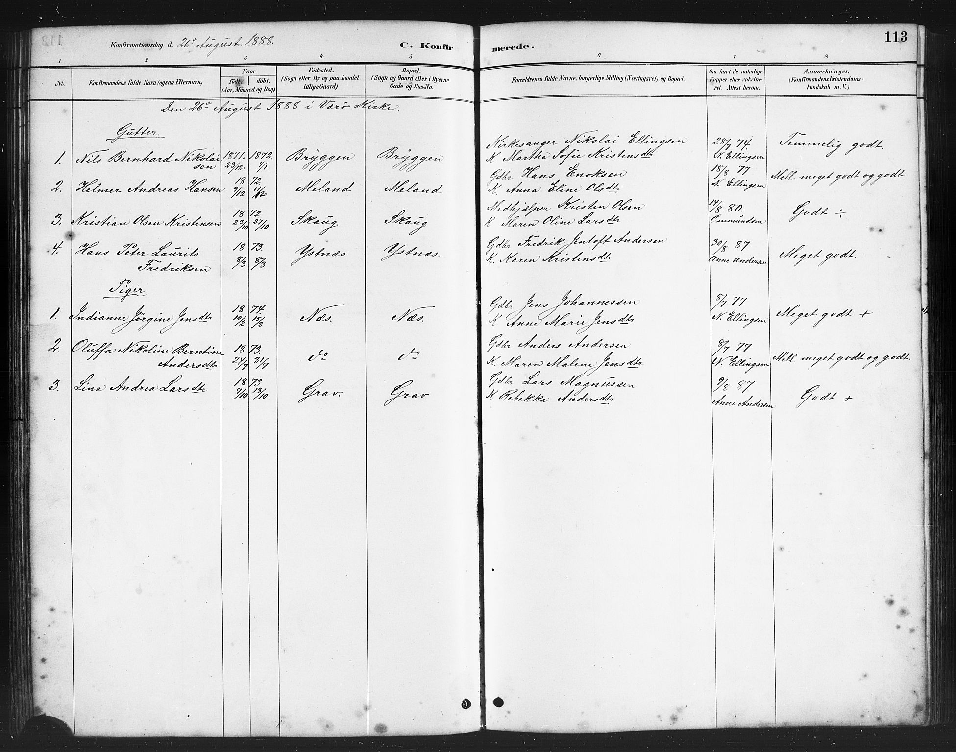 Ministerialprotokoller, klokkerbøker og fødselsregistre - Nordland, AV/SAT-A-1459/808/L0131: Parish register (copy) no. 808C02, 1879-1919, p. 113