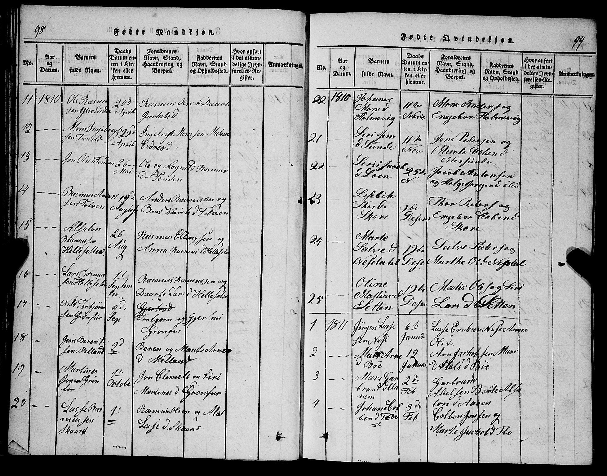 Stryn Sokneprestembete, AV/SAB-A-82501: Parish register (copy) no. C 1, 1801-1845, p. 98-99