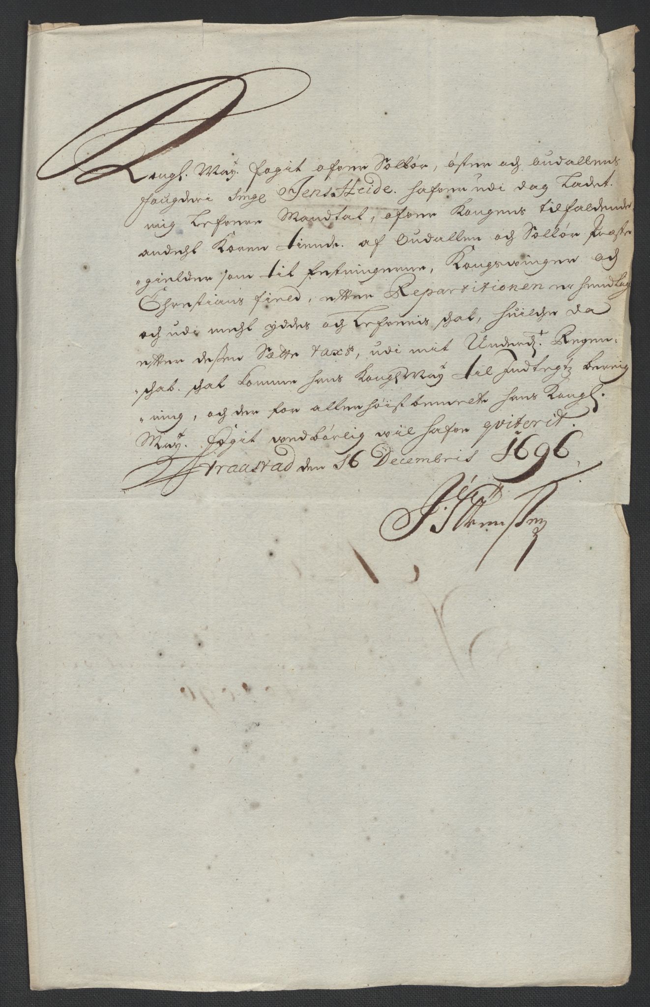 Rentekammeret inntil 1814, Reviderte regnskaper, Fogderegnskap, AV/RA-EA-4092/R13/L0834: Fogderegnskap Solør, Odal og Østerdal, 1696, p. 312