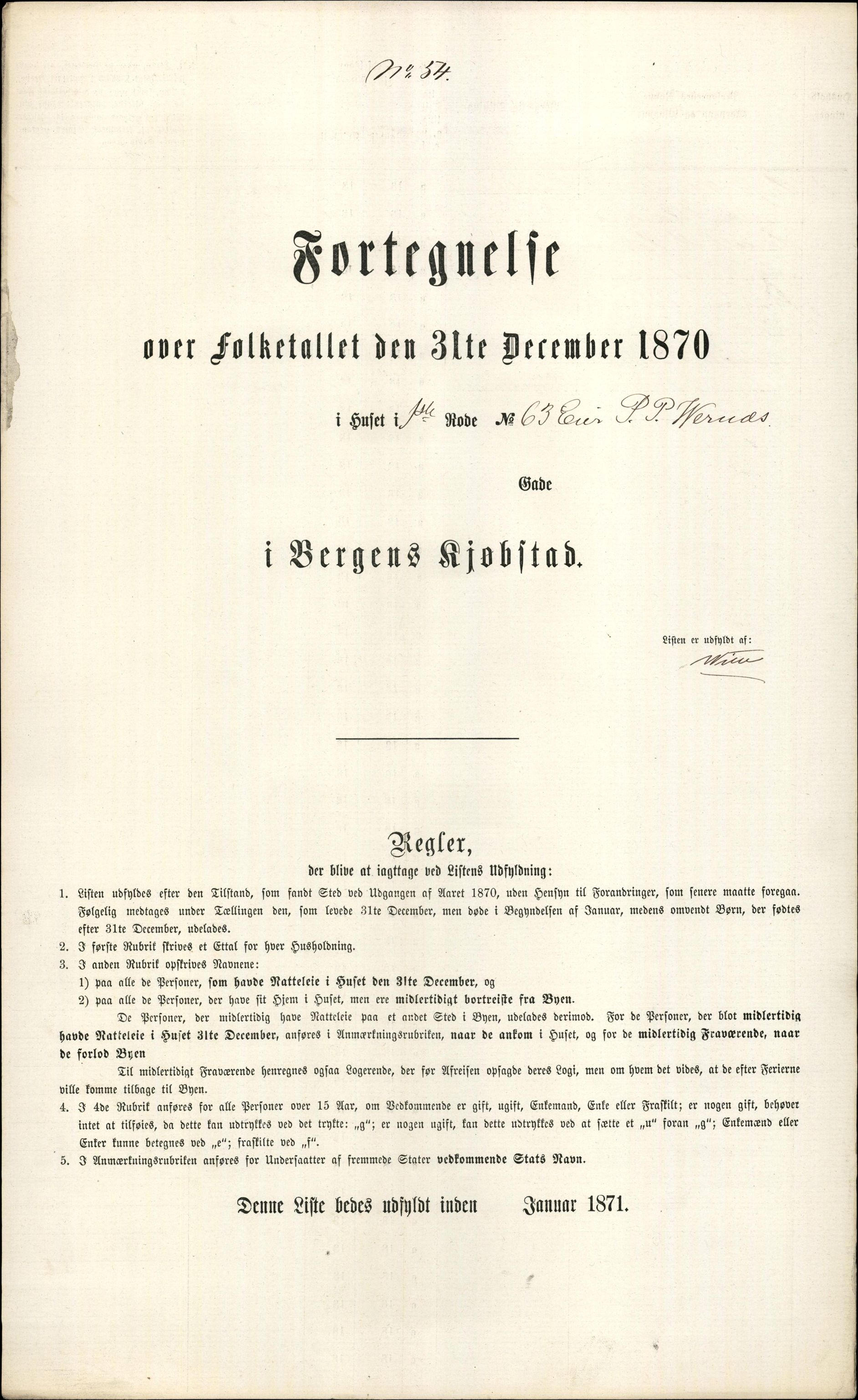 RA, 1870 census for 1301 Bergen, 1870