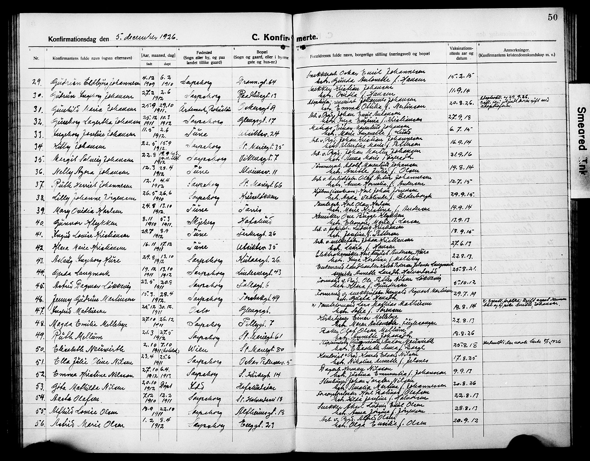 Sarpsborg prestekontor Kirkebøker, AV/SAO-A-2006/G/Ga/L0003: Parish register (copy) no. 3, 1922-1931, p. 50