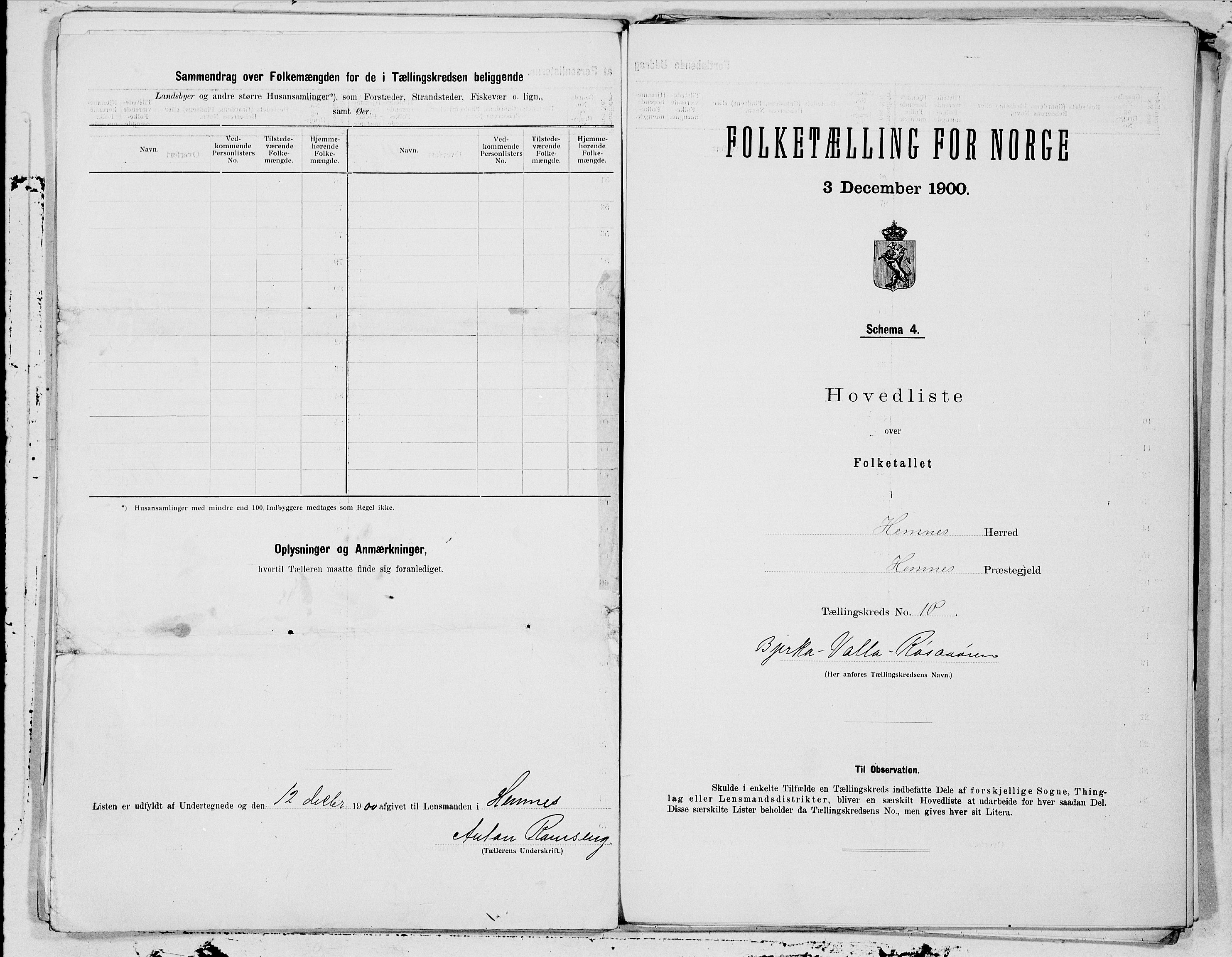 SAT, 1900 census for Hemnes, 1900, p. 22