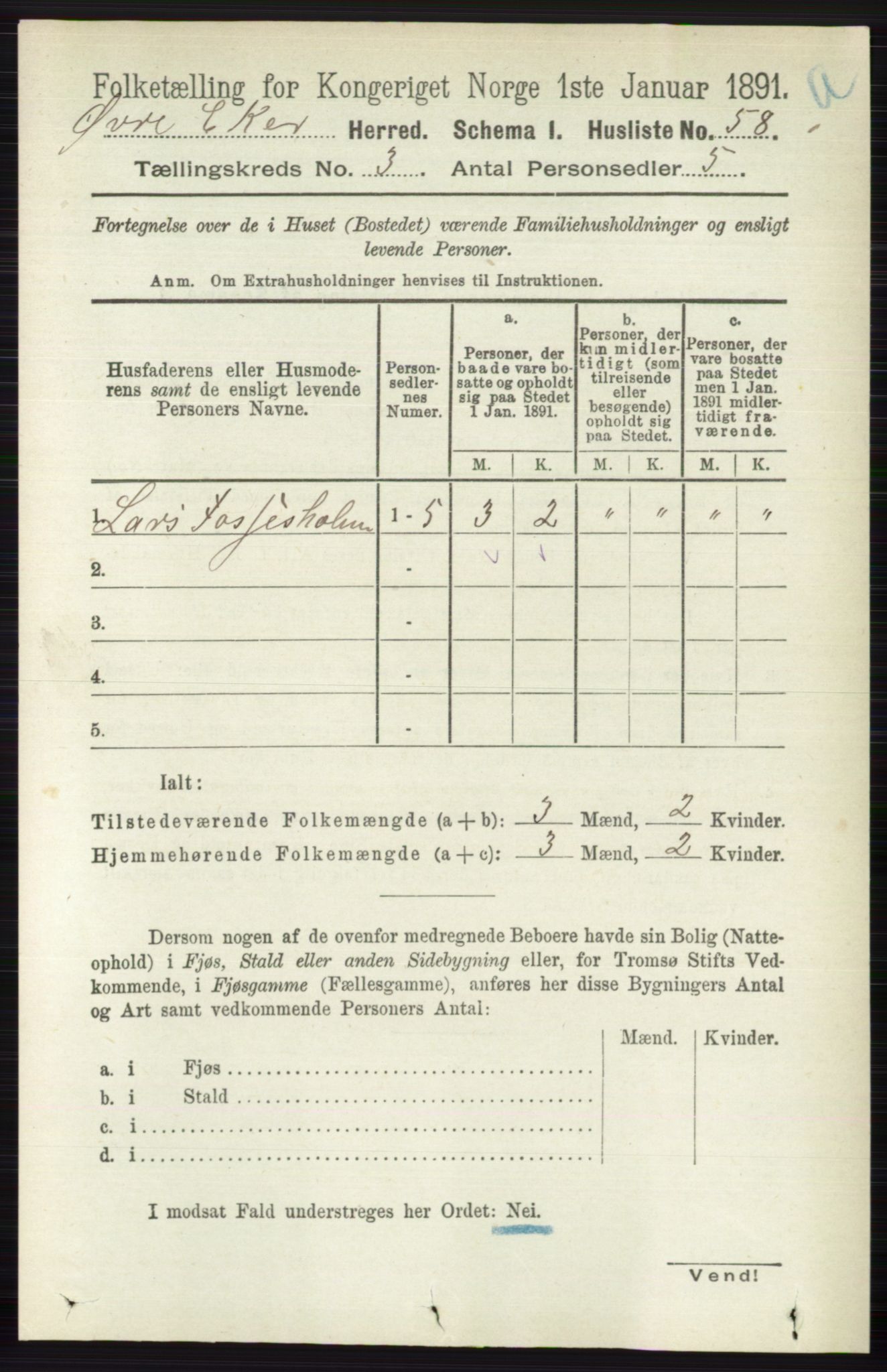 RA, 1891 census for 0624 Øvre Eiker, 1891, p. 980