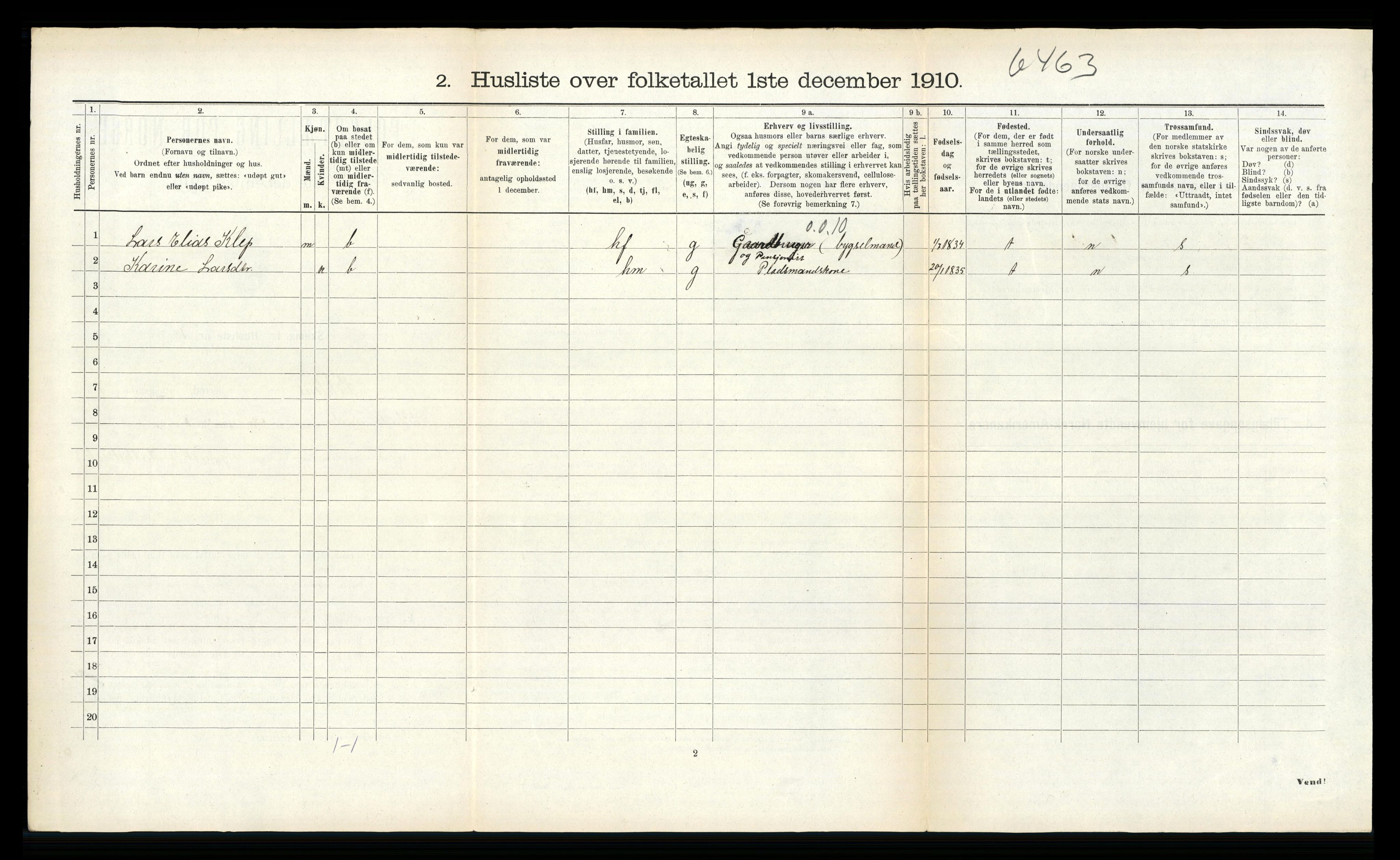 RA, 1910 census for Volda, 1910, p. 527