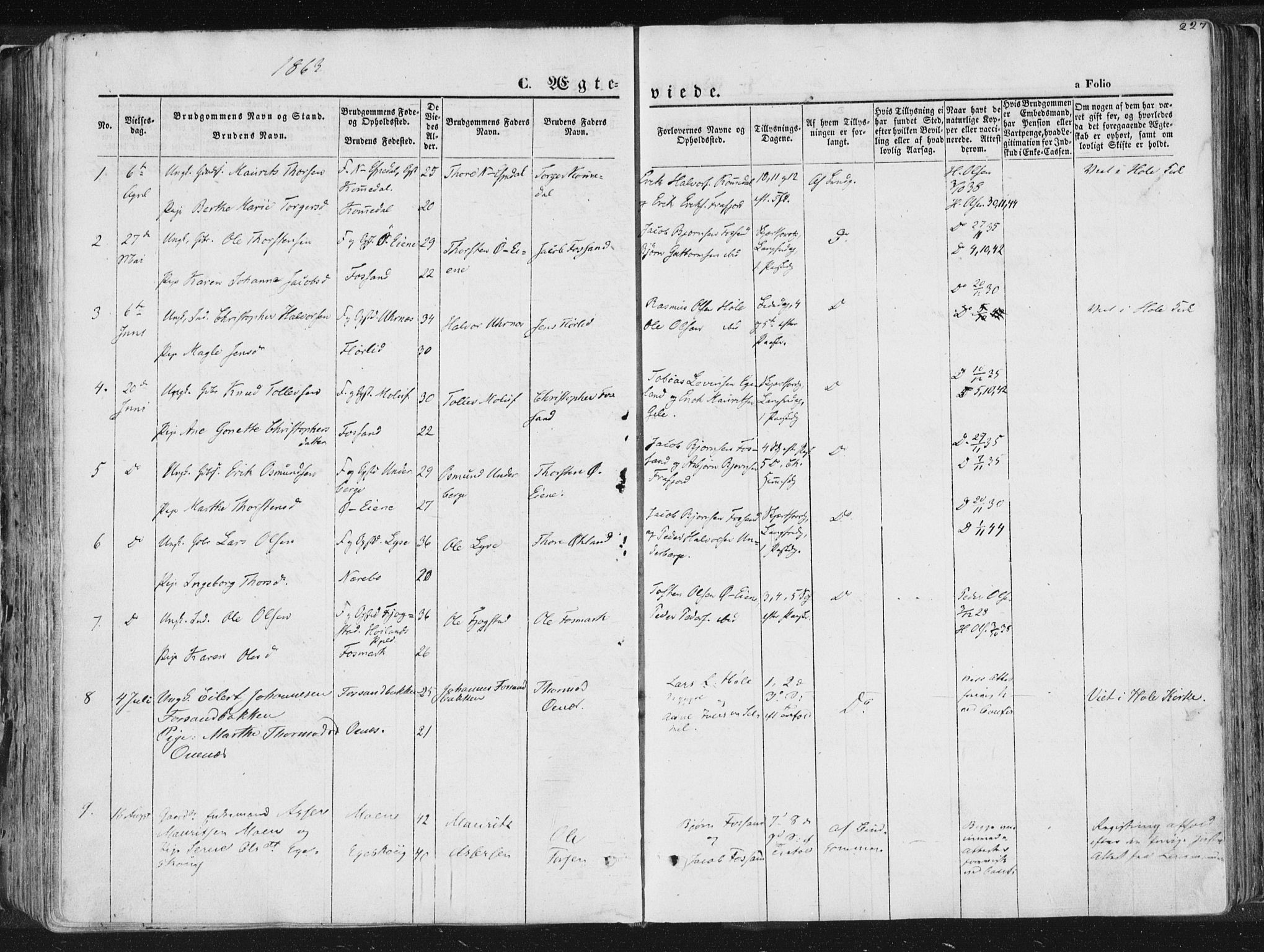 Høgsfjord sokneprestkontor, AV/SAST-A-101624/H/Ha/Haa/L0001: Parish register (official) no. A 1, 1854-1875, p. 227