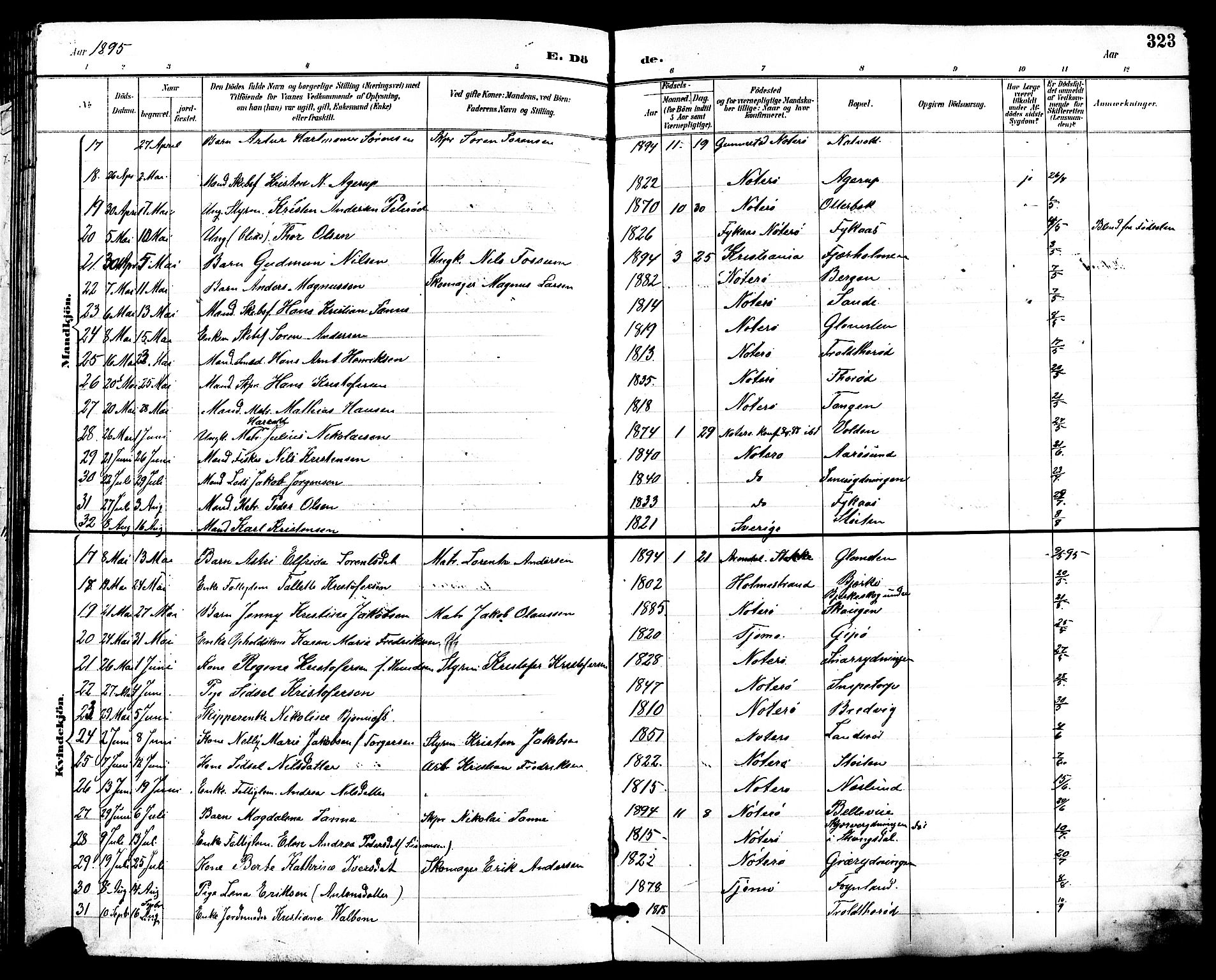 Nøtterøy kirkebøker, AV/SAKO-A-354/G/Ga/L0004: Parish register (copy) no. I 4, 1894-1909, p. 323