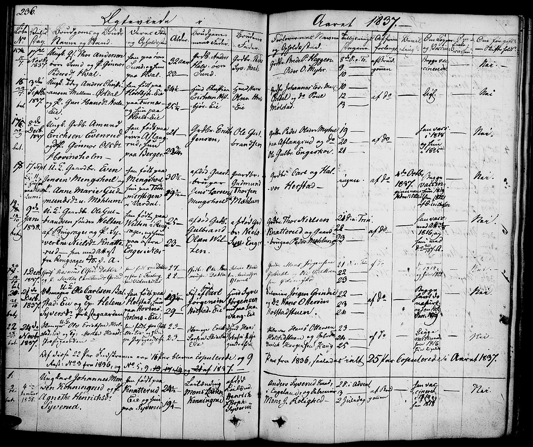 Nes prestekontor, Hedmark, AV/SAH-PREST-020/K/Ka/L0003: Parish register (official) no. 3, 1827-1851, p. 236