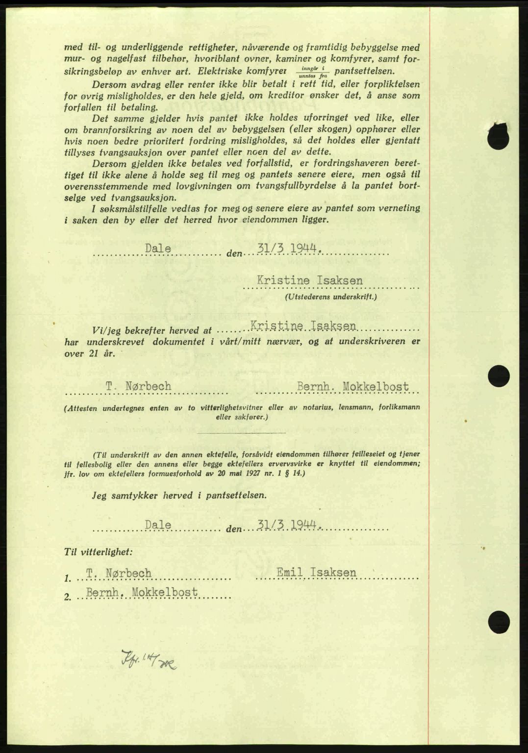 Nordmøre sorenskriveri, AV/SAT-A-4132/1/2/2Ca: Mortgage book no. B91, 1943-1944, Diary no: : 573/1944