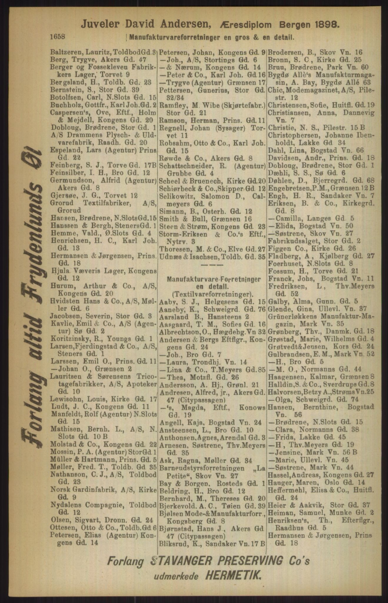 Kristiania/Oslo adressebok, PUBL/-, 1911, p. 1658