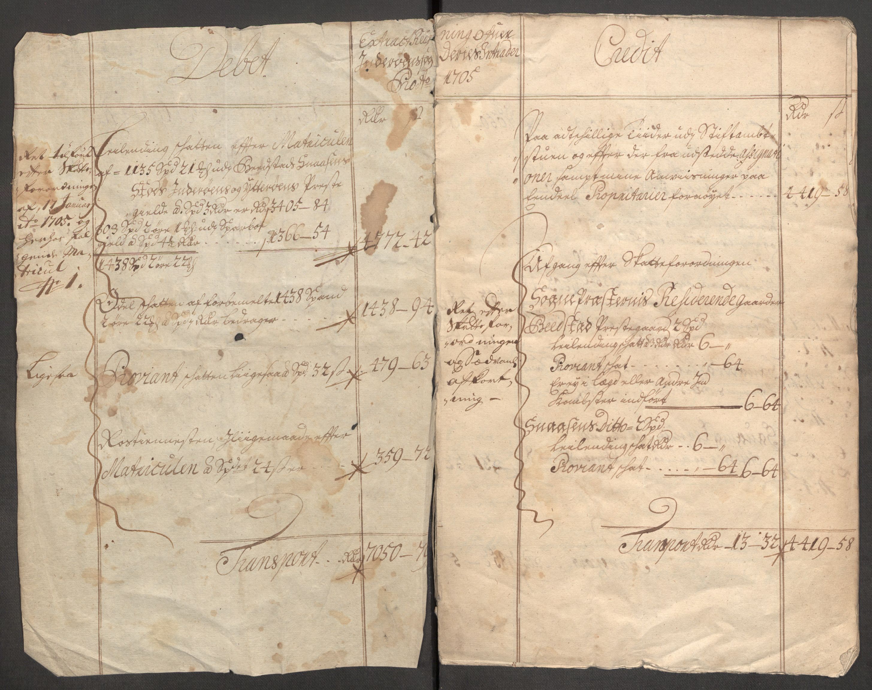 Rentekammeret inntil 1814, Reviderte regnskaper, Fogderegnskap, AV/RA-EA-4092/R63/L4314: Fogderegnskap Inderøy, 1705, p. 5