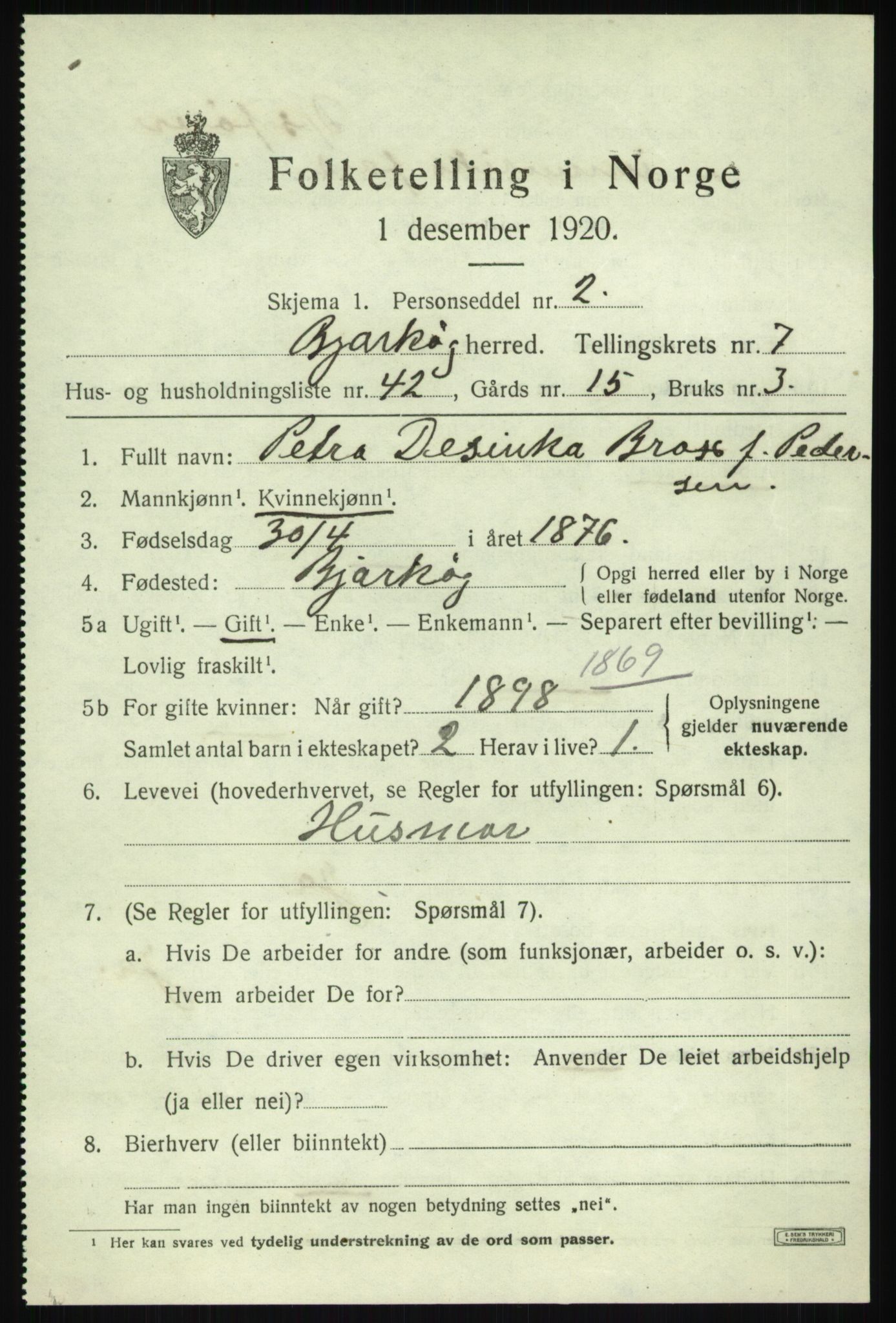 SATØ, 1920 census for Bjarkøy, 1920, p. 3441