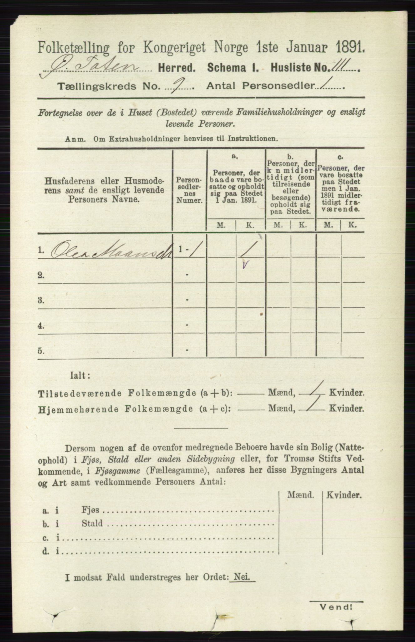 RA, 1891 census for 0528 Østre Toten, 1891, p. 5639