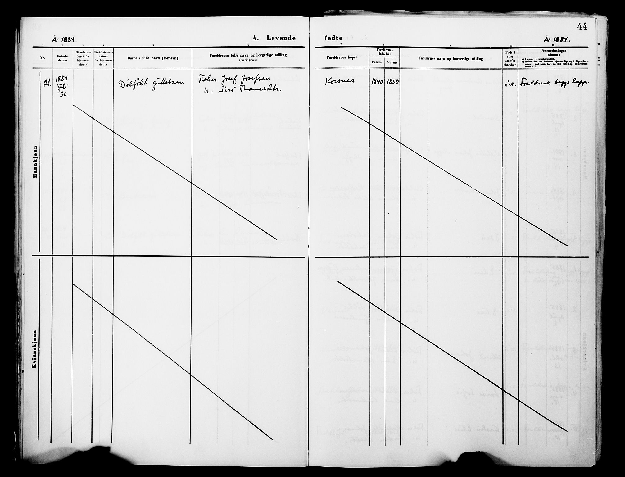 Lebesby sokneprestkontor, AV/SATØ-S-1353/H/Ha/L0004kirke: Parish register (official) no. 4, 1870-1902, p. 44