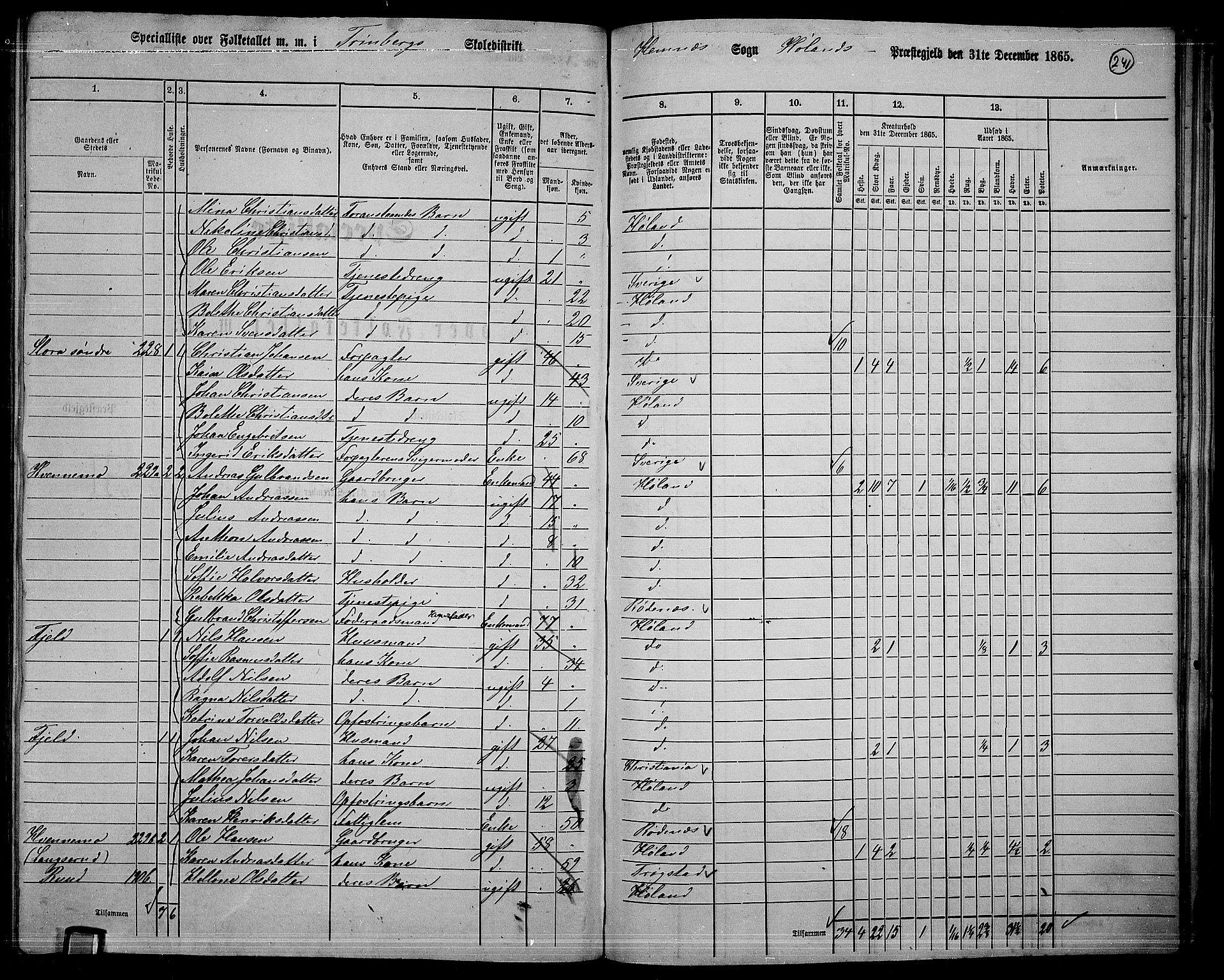 RA, 1865 census for Høland, 1865, p. 222