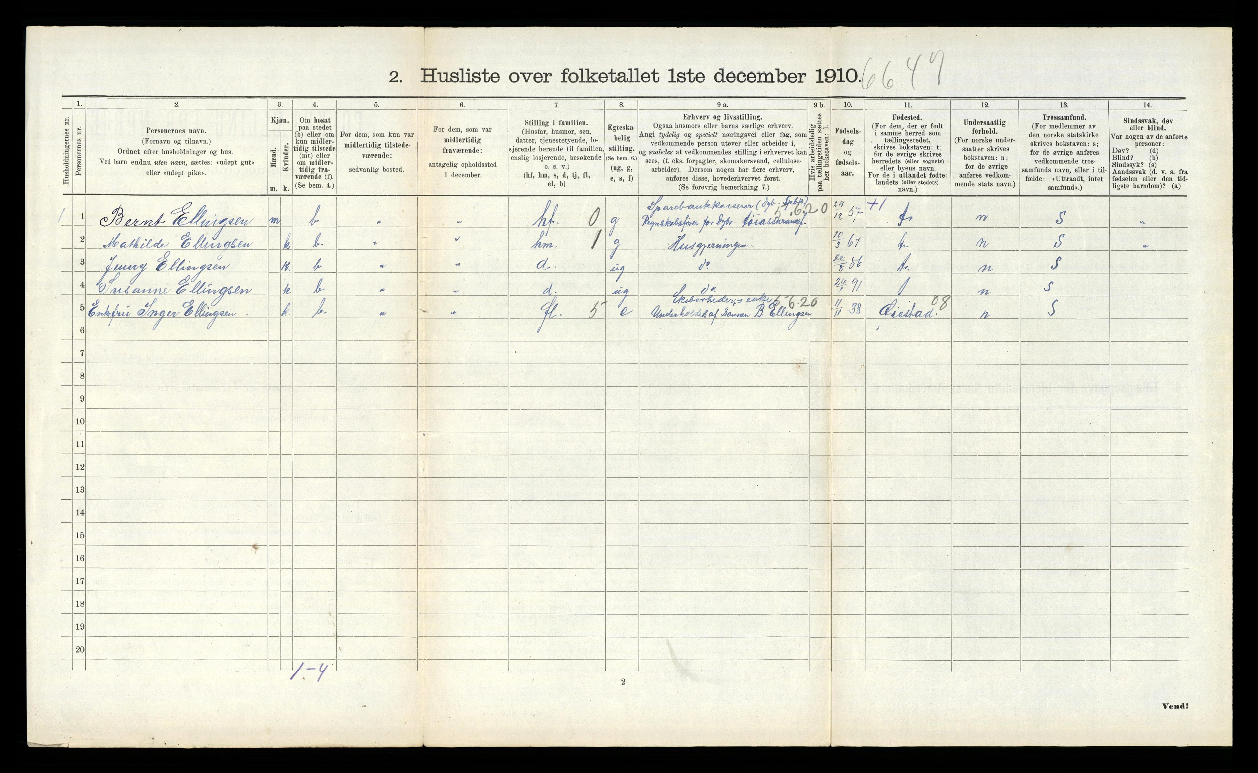 RA, 1910 census for Dypvåg, 1910, p. 511