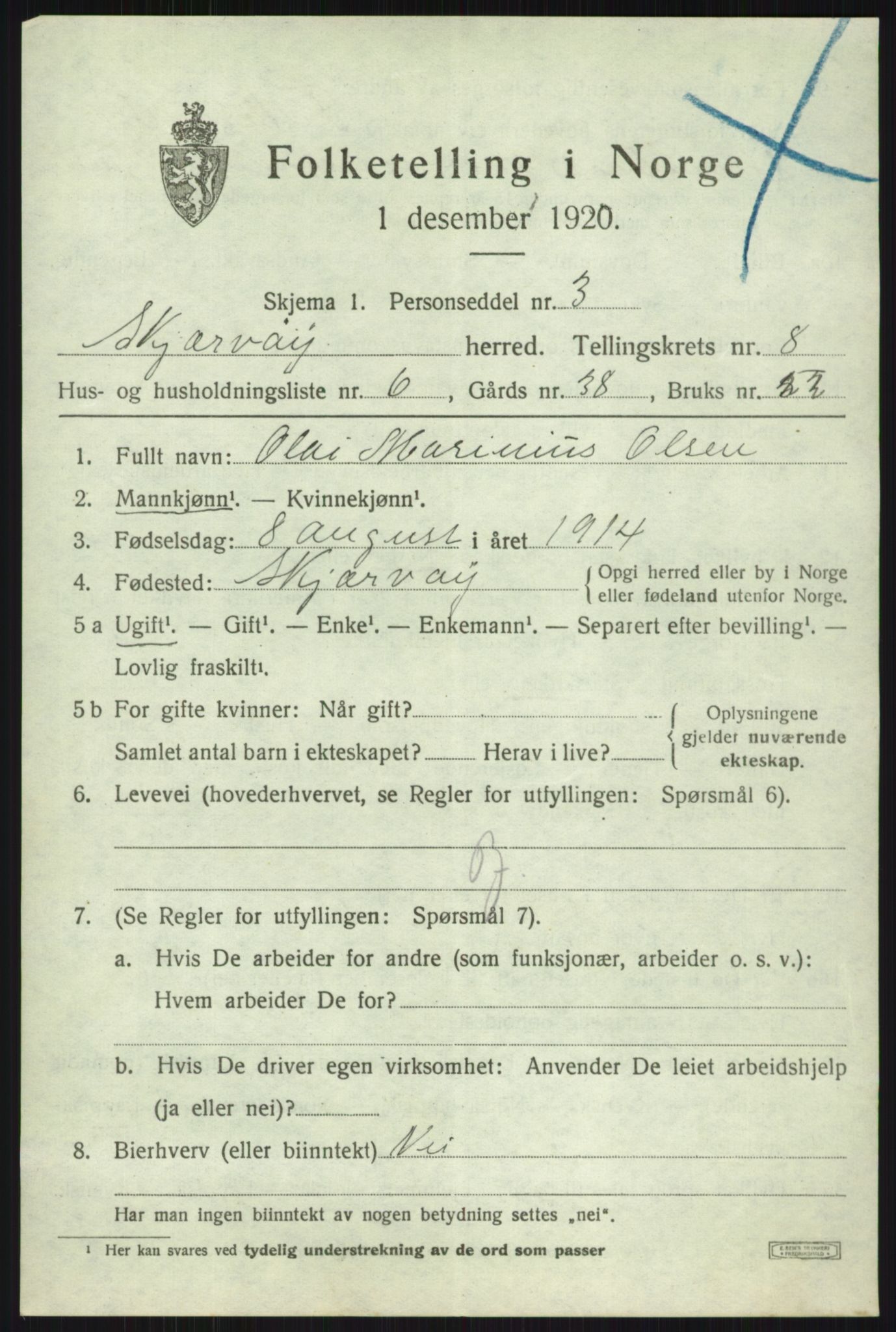 SATØ, 1920 census for Skjervøy, 1920, p. 4859
