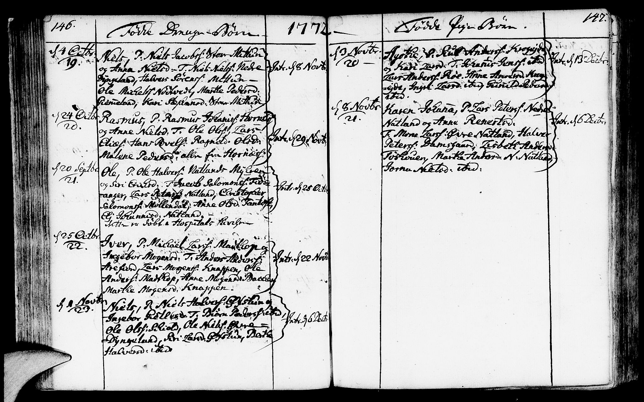 Fana Sokneprestembete, AV/SAB-A-75101/H/Haa/Haaa/L0004: Parish register (official) no. A 4, 1757-1774, p. 146-147