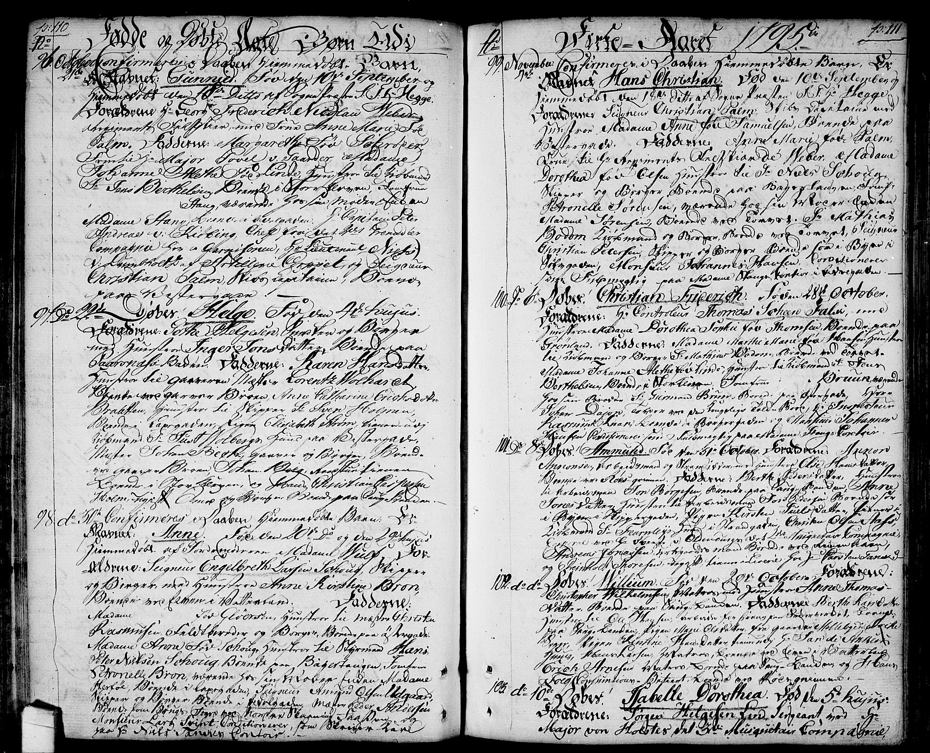 Halden prestekontor Kirkebøker, SAO/A-10909/F/Fa/L0002: Parish register (official) no. I 2, 1792-1812, p. 110-111