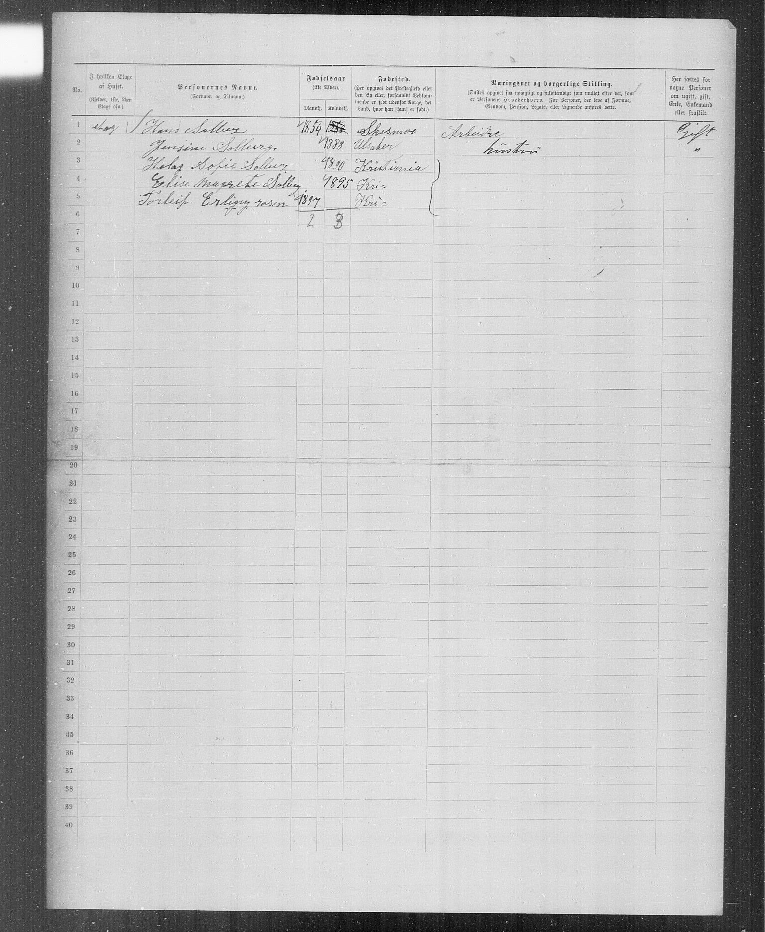 OBA, Municipal Census 1899 for Kristiania, 1899, p. 4507