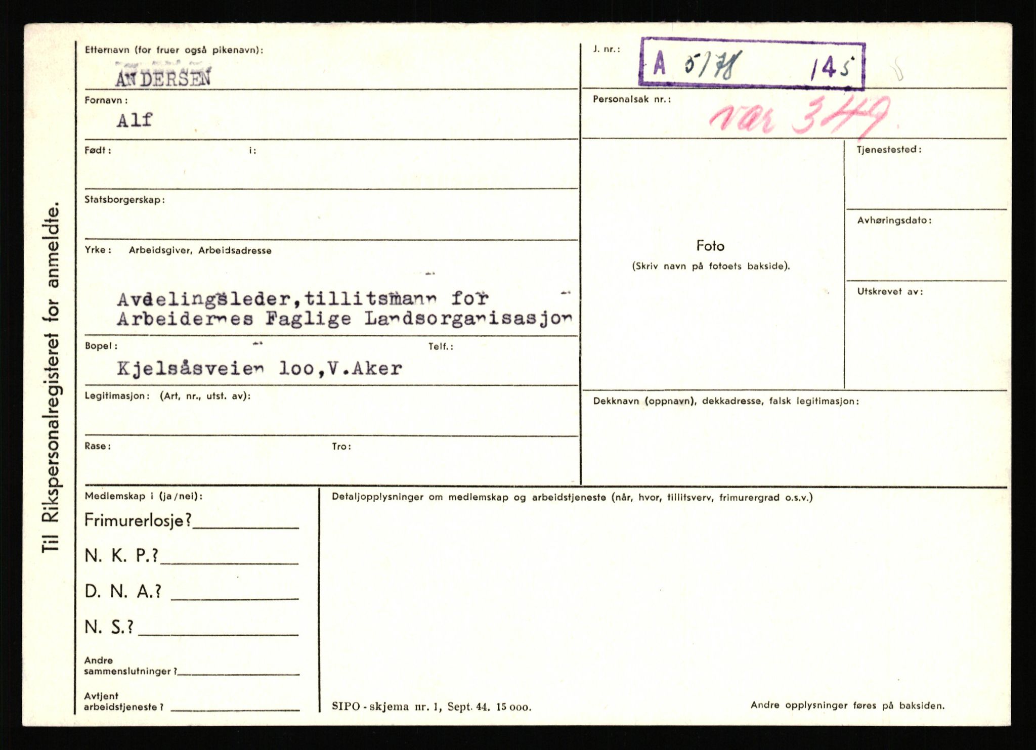 Statspolitiet - Hovedkontoret / Osloavdelingen, AV/RA-S-1329/C/Ca/L0001: Aabakken - Armann, 1943-1945, p. 1991