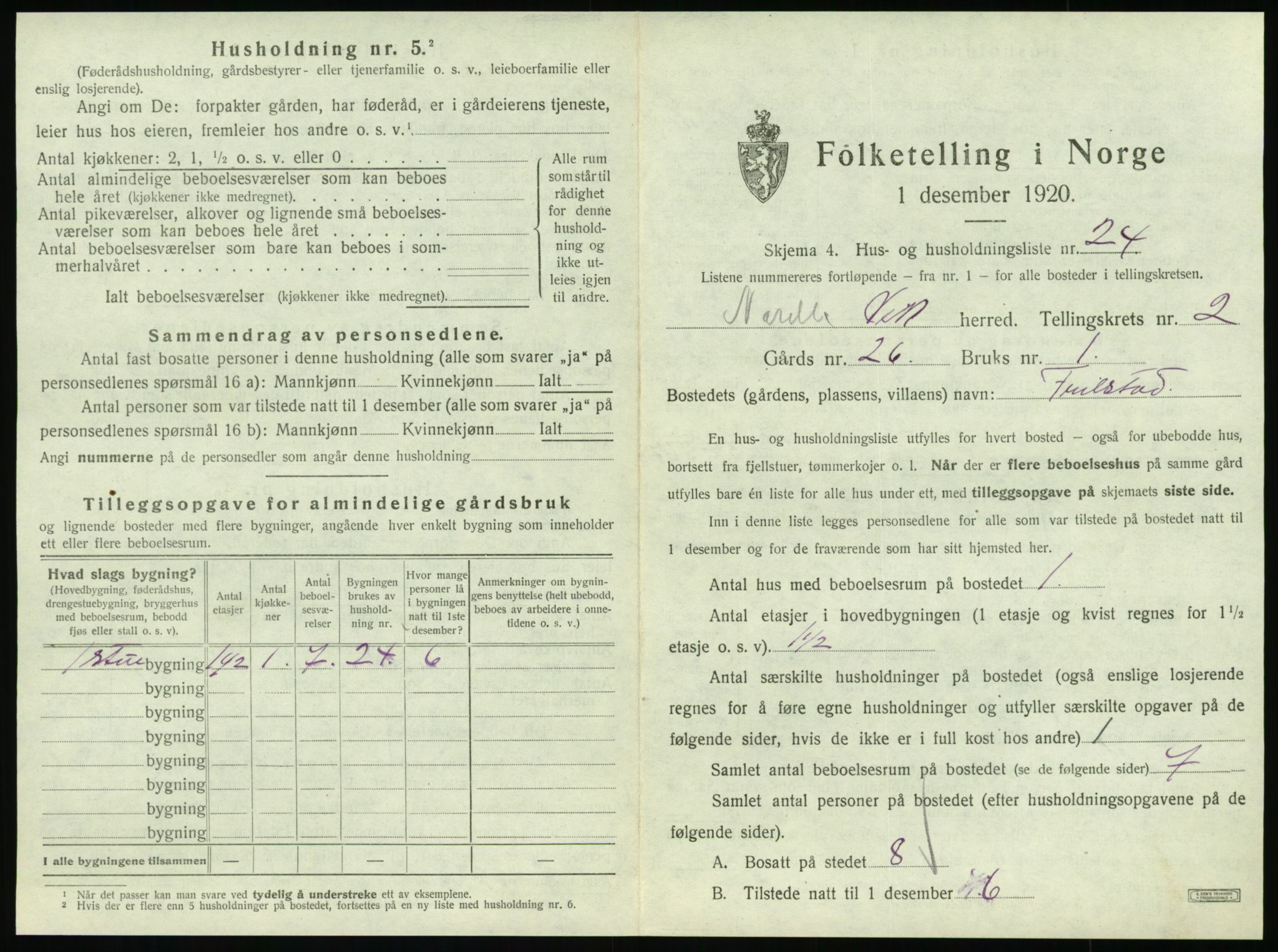 SAT, 1920 census for Vik, 1920, p. 123