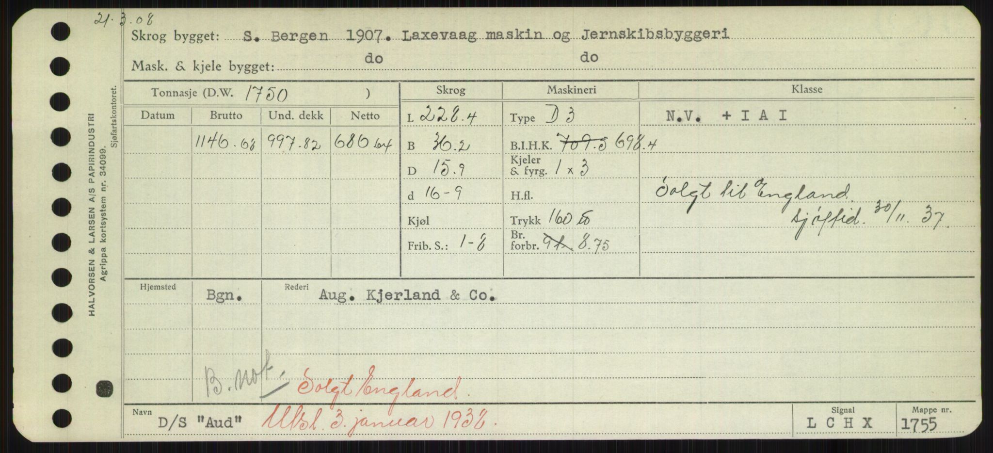 Sjøfartsdirektoratet med forløpere, Skipsmålingen, RA/S-1627/H/Hd/L0002: Fartøy, Apa-Axe, p. 405