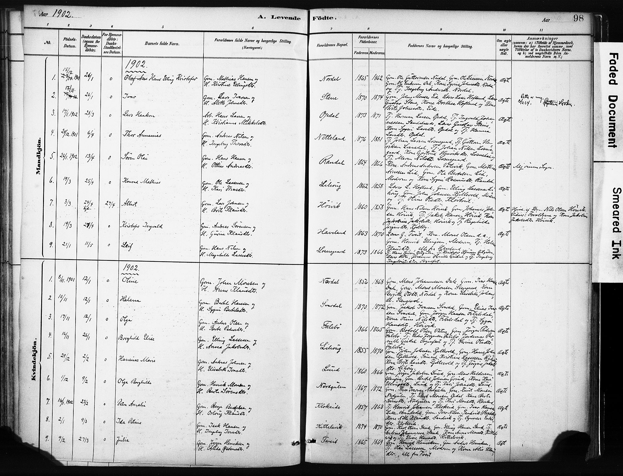 Gulen sokneprestembete, SAB/A-80201/H/Haa/Haab/L0001: Parish register (official) no. B 1, 1881-1905, p. 98