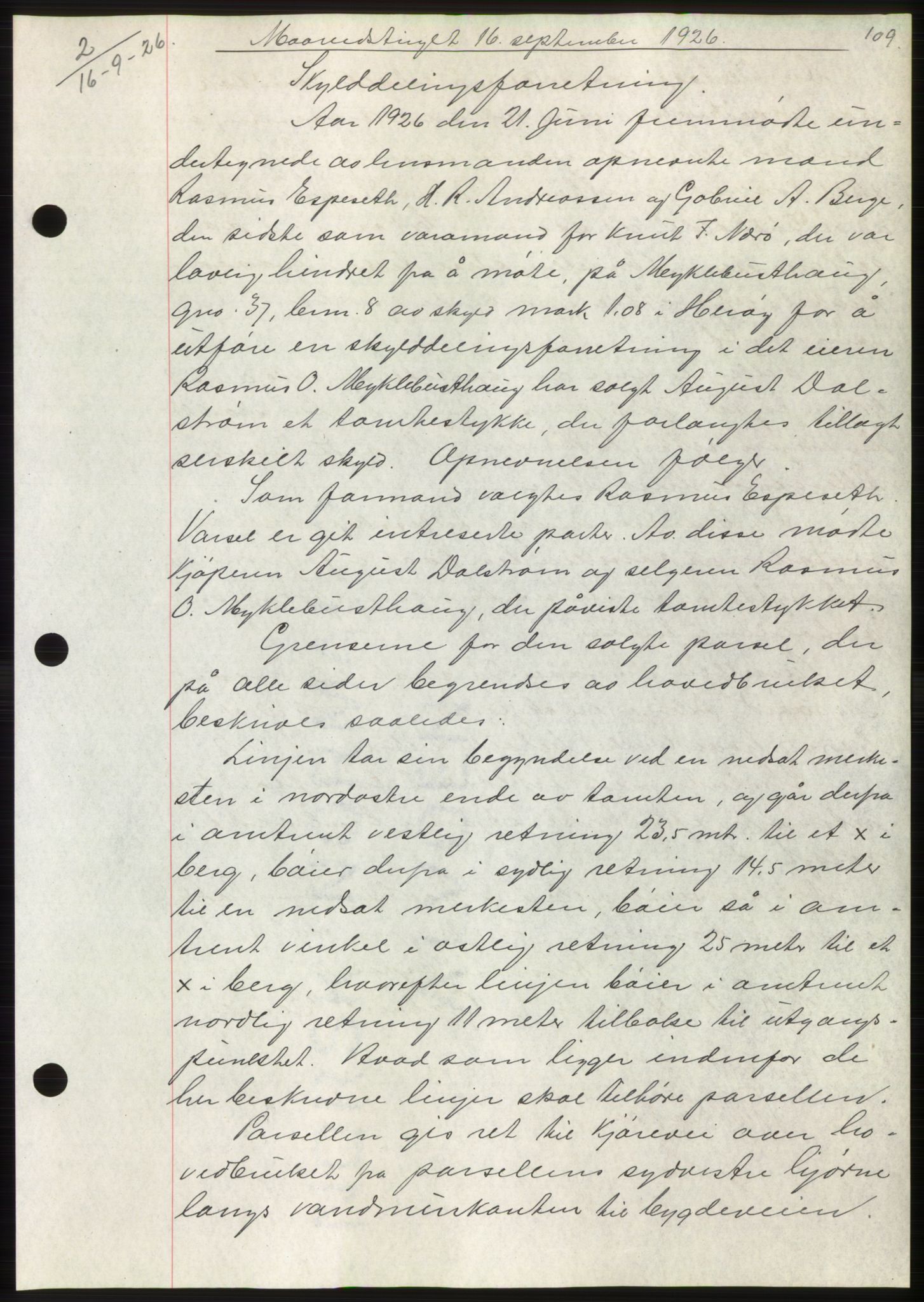 Søre Sunnmøre sorenskriveri, AV/SAT-A-4122/1/2/2C/L0045: Mortgage book no. 39, 1926-1927, Deed date: 16.09.1926