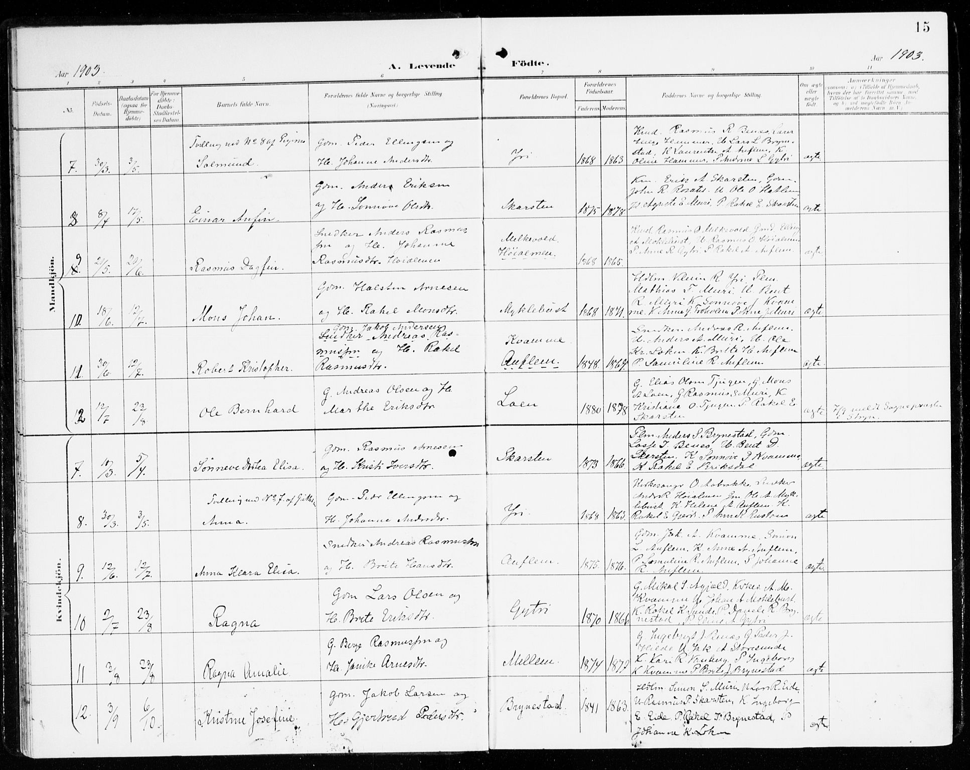 Innvik sokneprestembete, AV/SAB-A-80501: Parish register (official) no. C 2, 1900-1920, p. 15