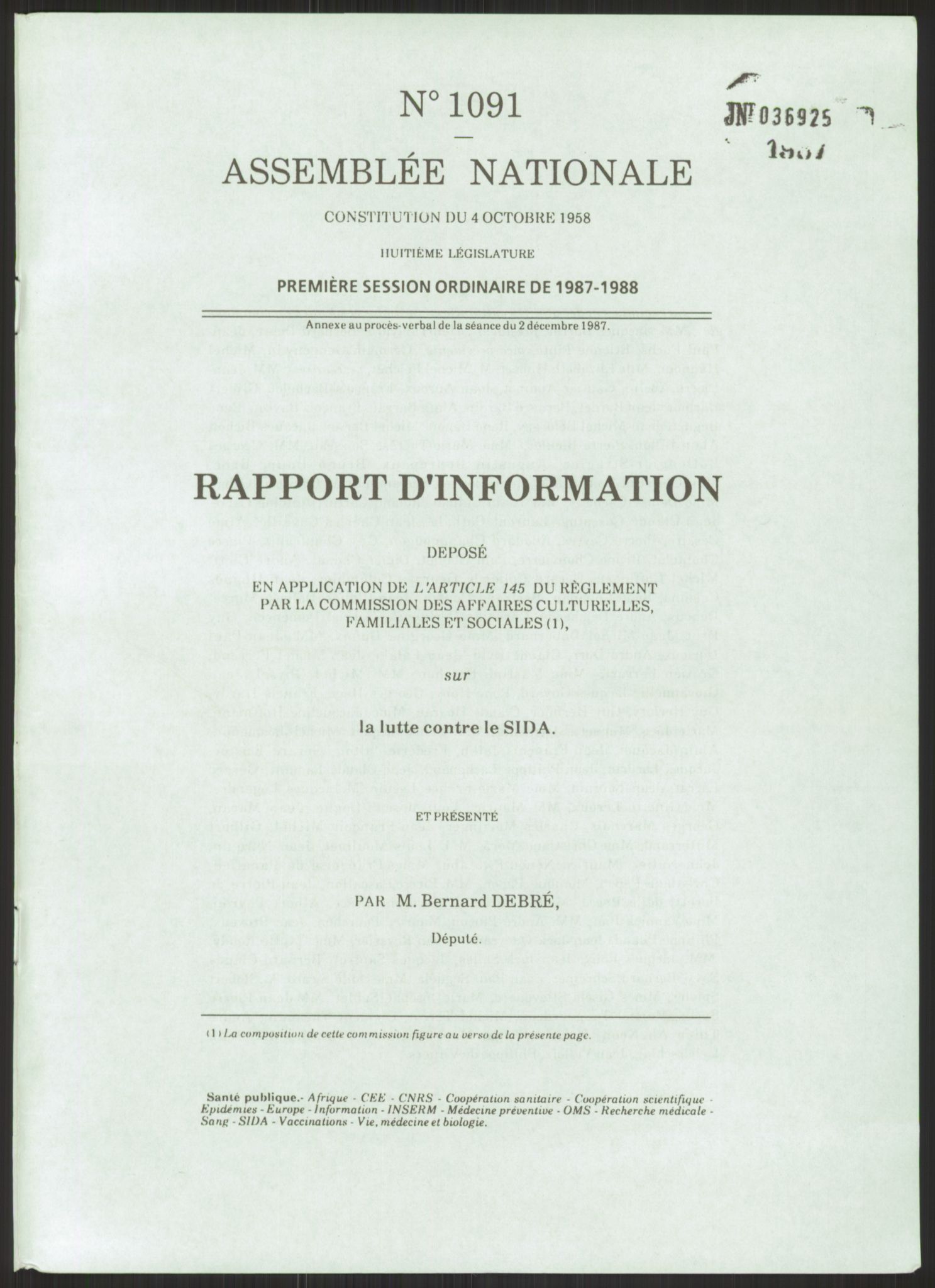 Sosialdepartementet, Administrasjons-, trygde-, plan- og helseavdelingen, AV/RA-S-6179/D/L2240/0004: -- / 619 Diverse. HIV/AIDS, 1987, p. 67