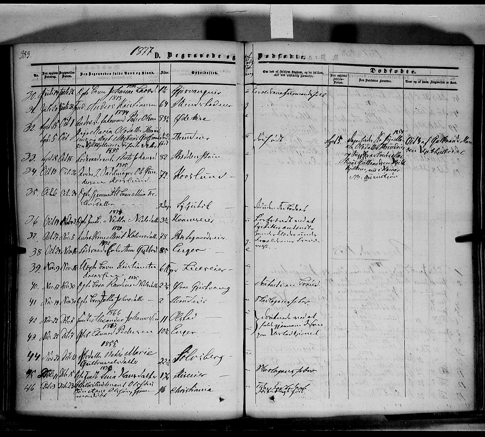 Nes prestekontor, Hedmark, SAH/PREST-020/K/Ka/L0004: Parish register (official) no. 4, 1852-1886, p. 383