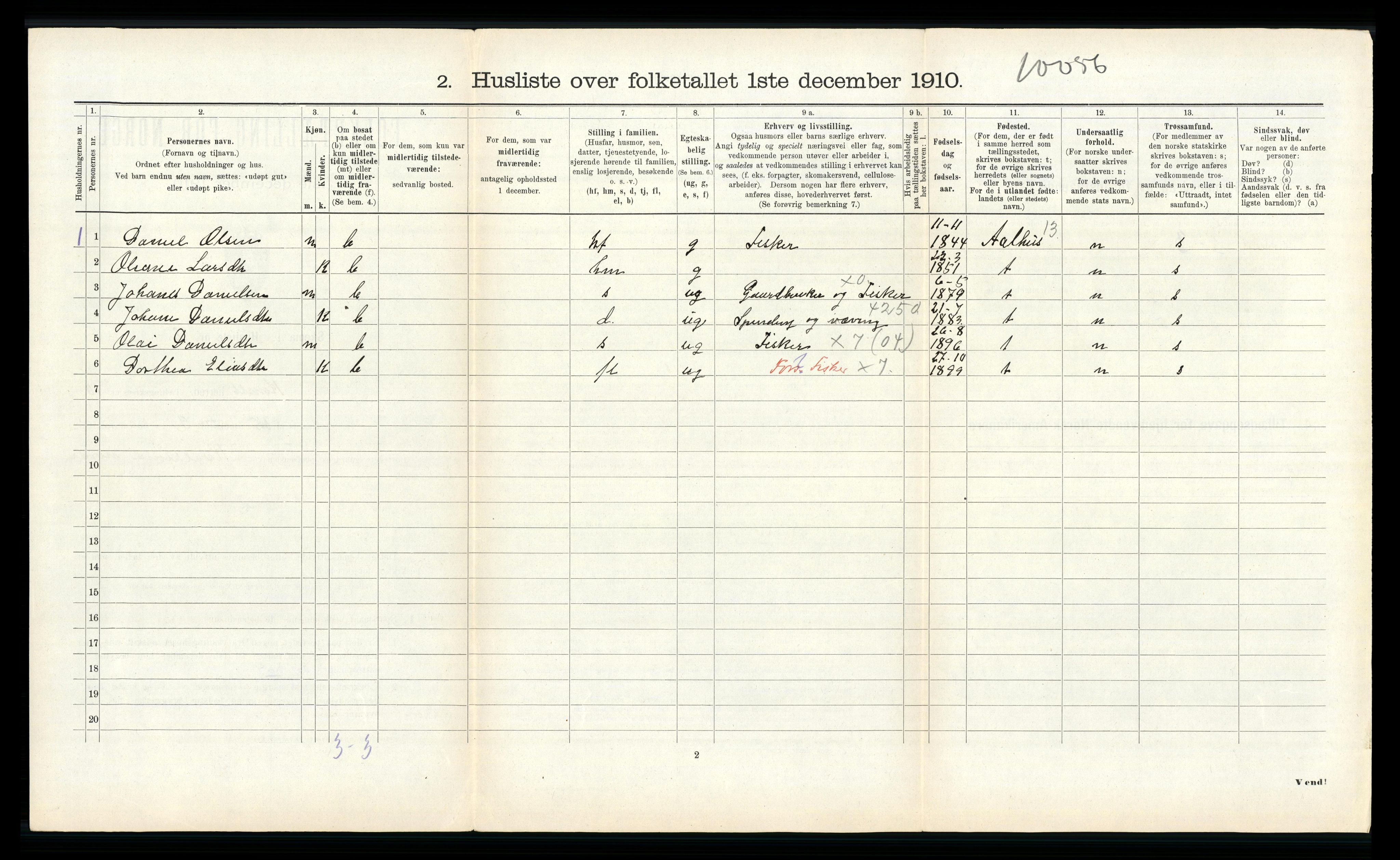 RA, 1910 census for Kinn, 1910, p. 603