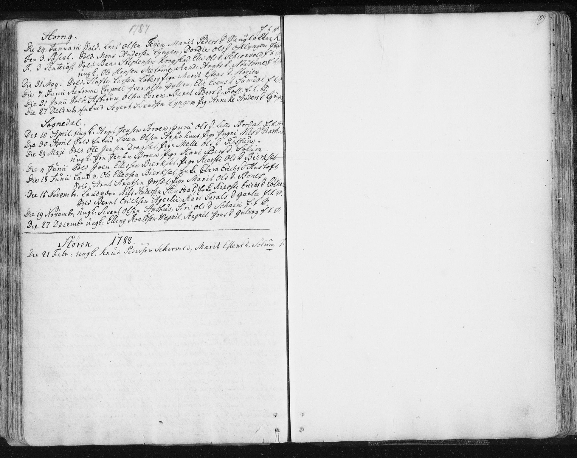 Ministerialprotokoller, klokkerbøker og fødselsregistre - Sør-Trøndelag, SAT/A-1456/687/L0991: Parish register (official) no. 687A02, 1747-1790, p. 189