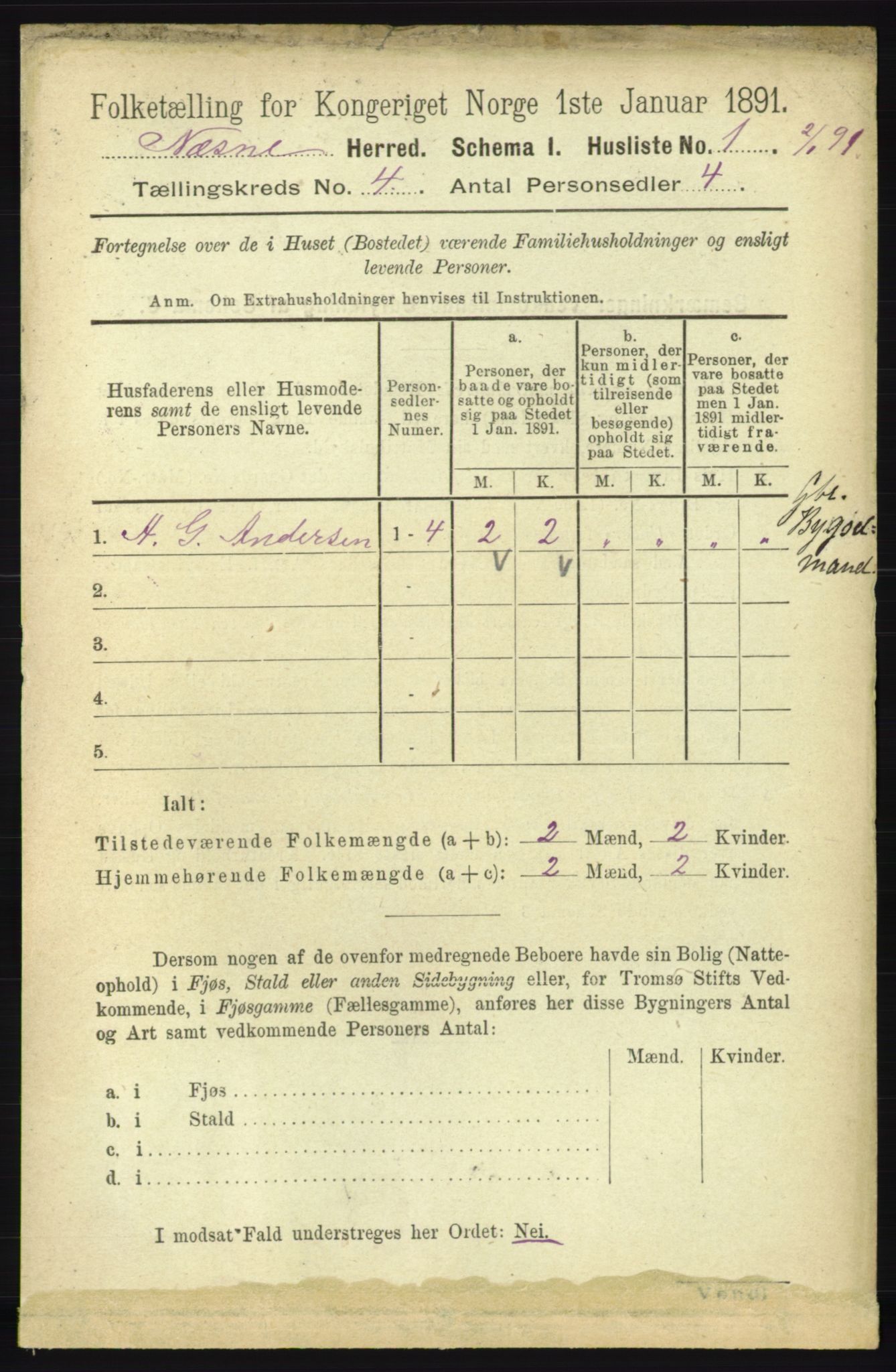 RA, 1891 census for 1828 Nesna, 1891, p. 2087