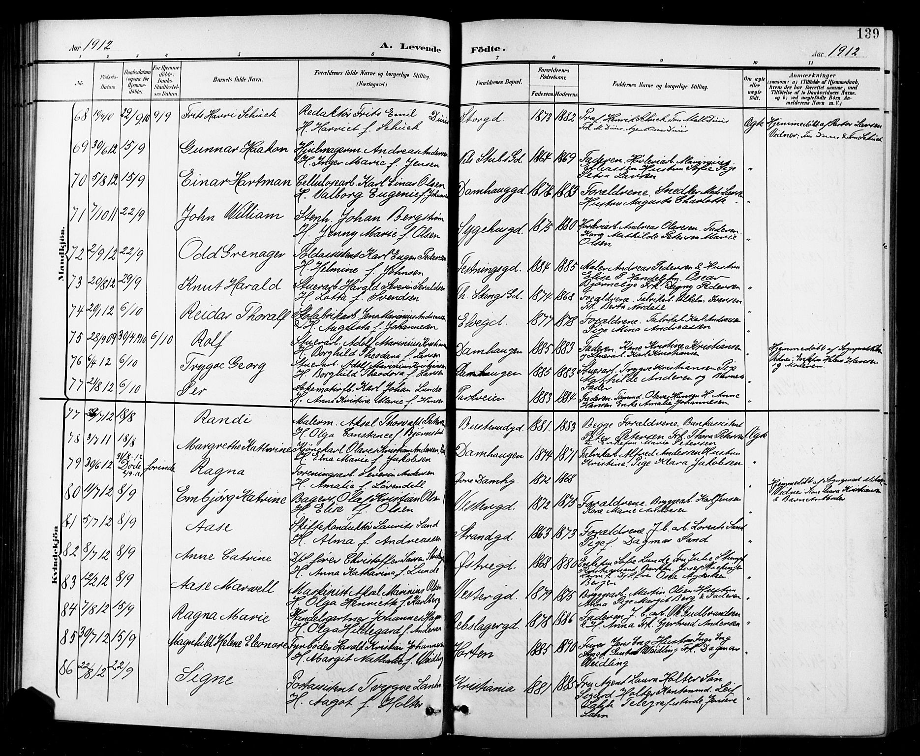Halden prestekontor Kirkebøker, SAO/A-10909/G/Ga/L0010: Parish register (copy) no. 10, 1900-1923, p. 139