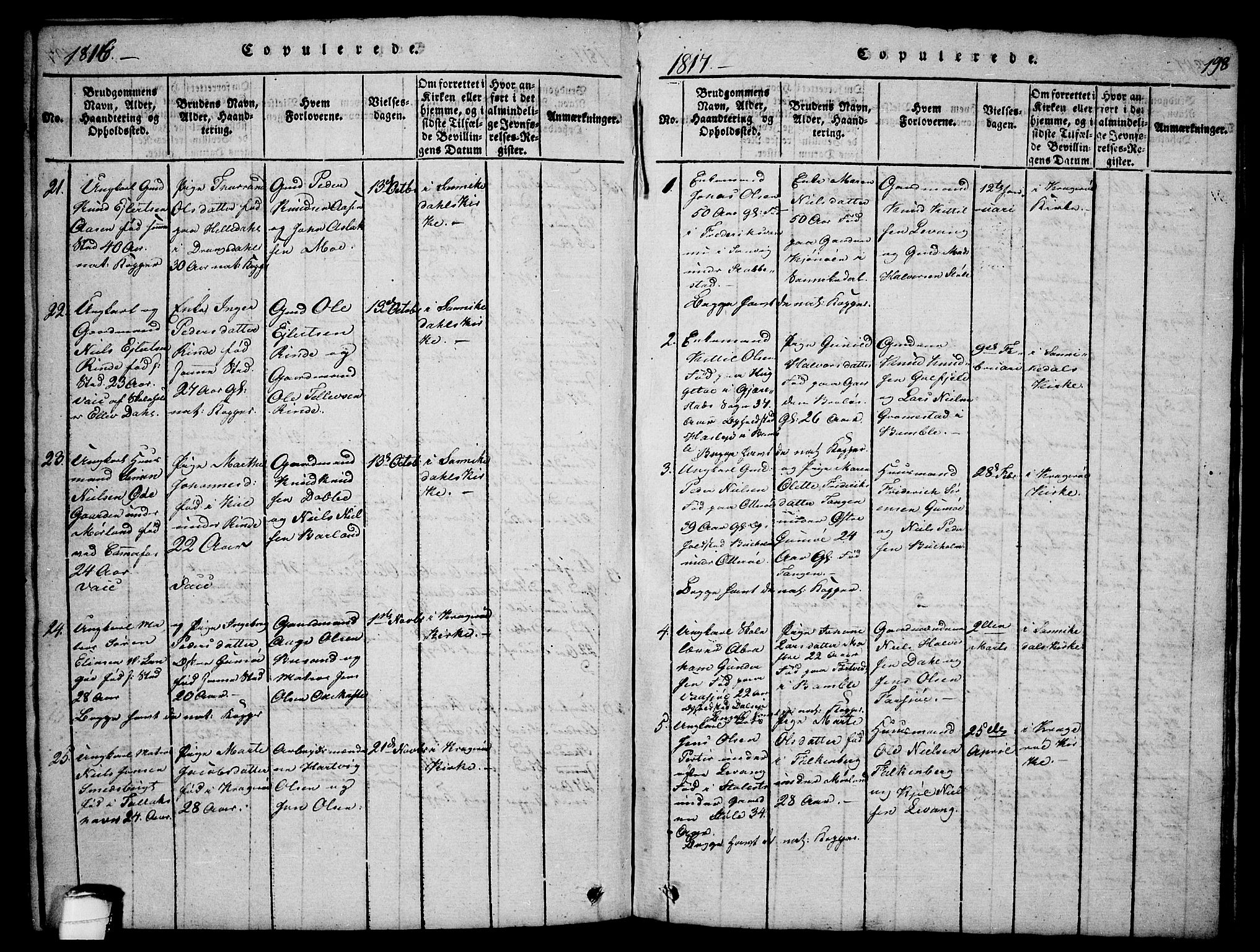 Sannidal kirkebøker, SAKO/A-296/F/Fa/L0004: Parish register (official) no. 4, 1814-1829, p. 198