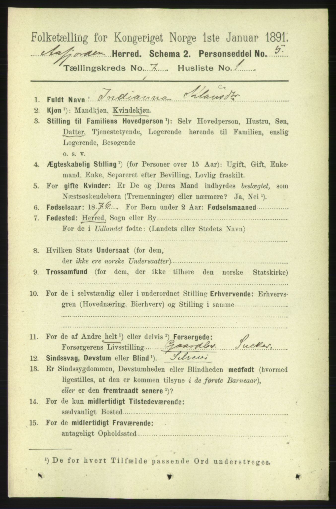 RA, 1891 census for 1630 Åfjord, 1891, p. 1710