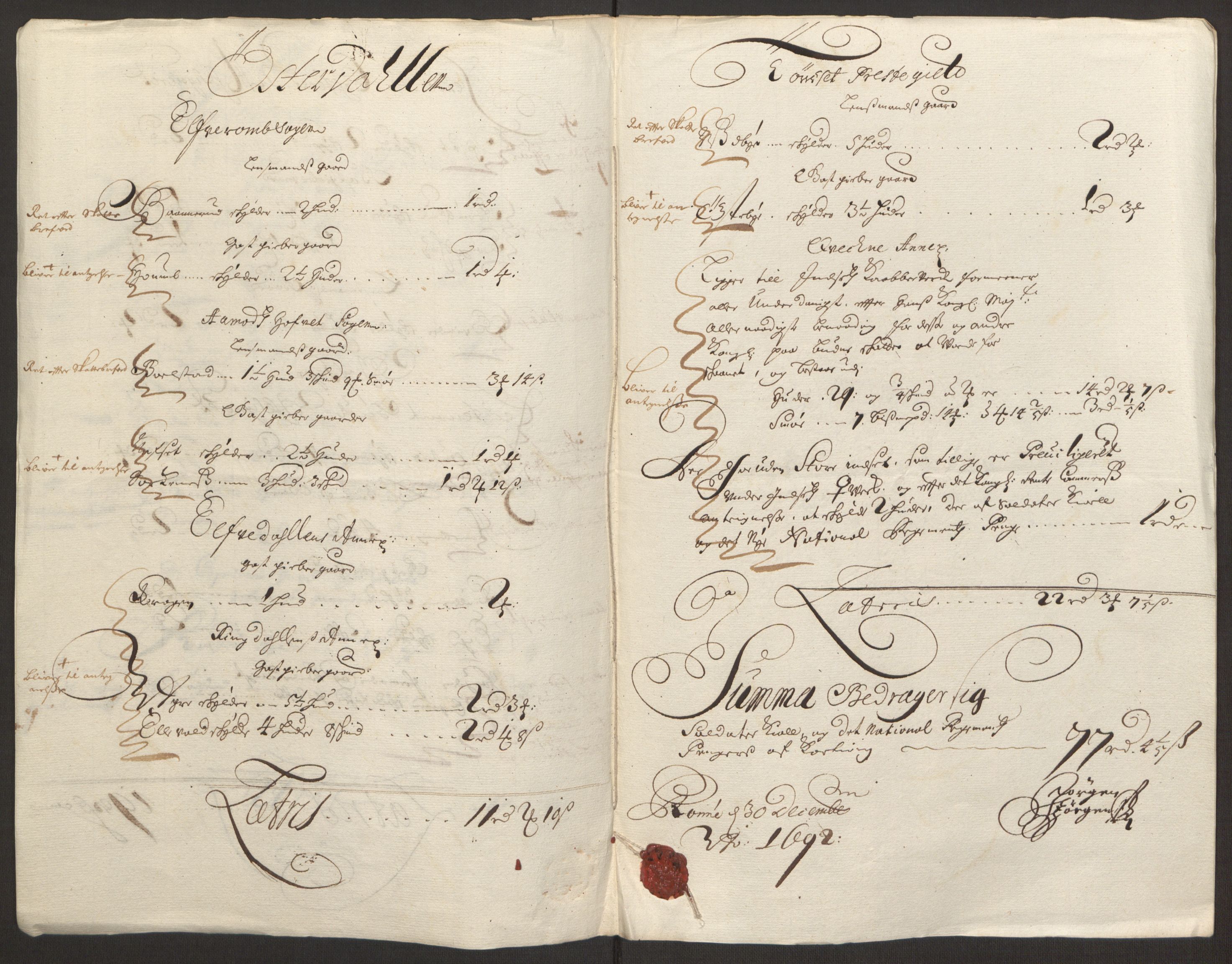 Rentekammeret inntil 1814, Reviderte regnskaper, Fogderegnskap, RA/EA-4092/R13/L0830: Fogderegnskap Solør, Odal og Østerdal, 1692, p. 352